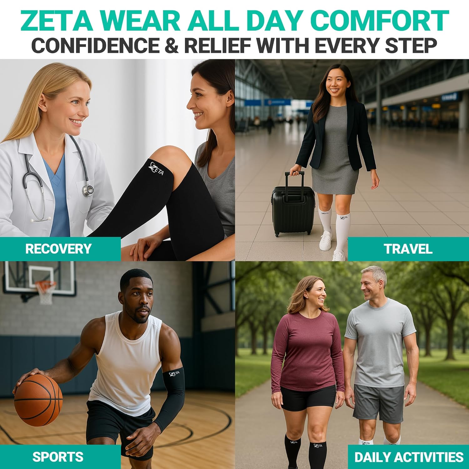 Thumbnail 6 de Zeta Wear Plus Size Support Leg Sleeve (Short Length, Wide Calf) – 2XL Nude Compression Leg Sleeve