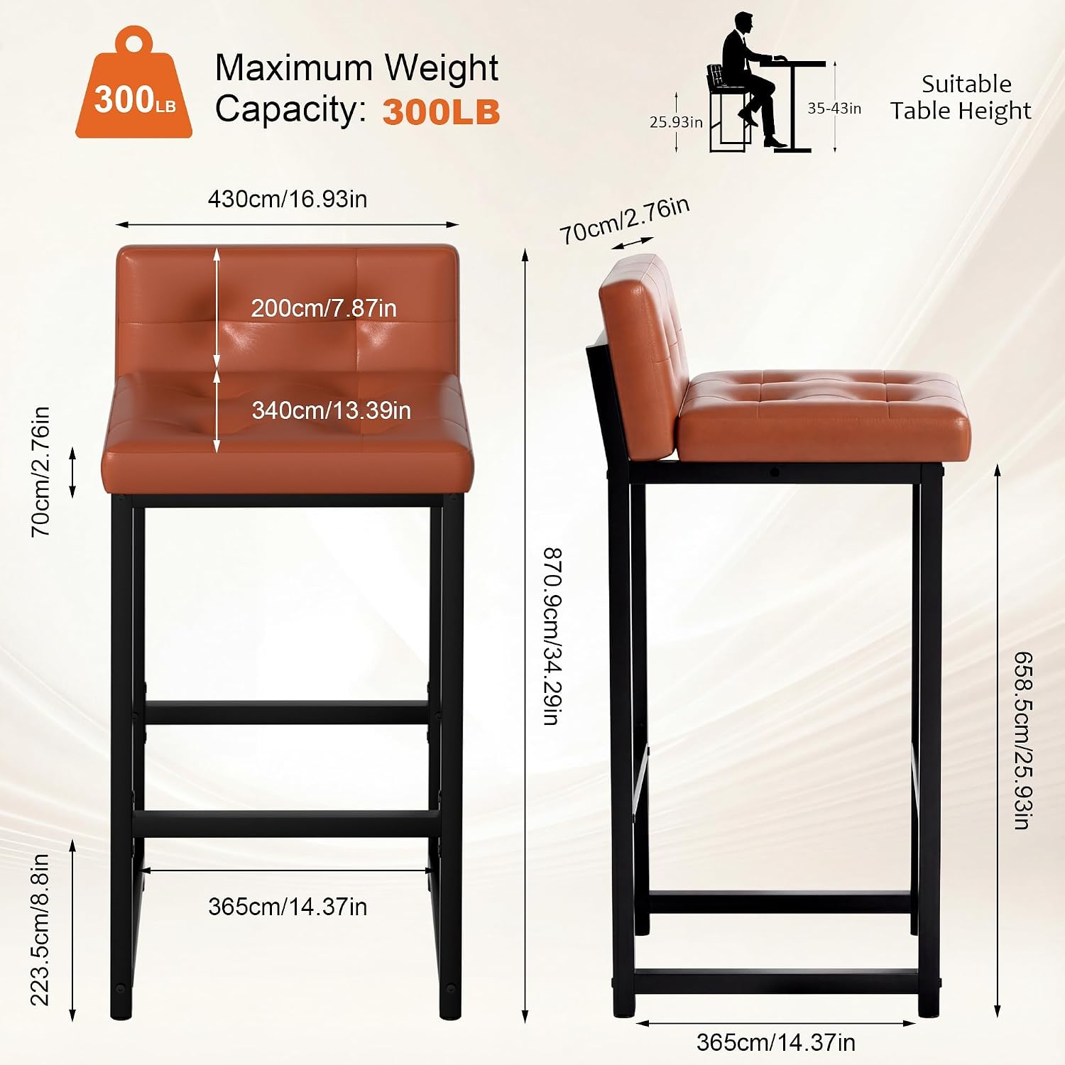 Detalle 2 de Juoerce Bar Stools, Faux Leather