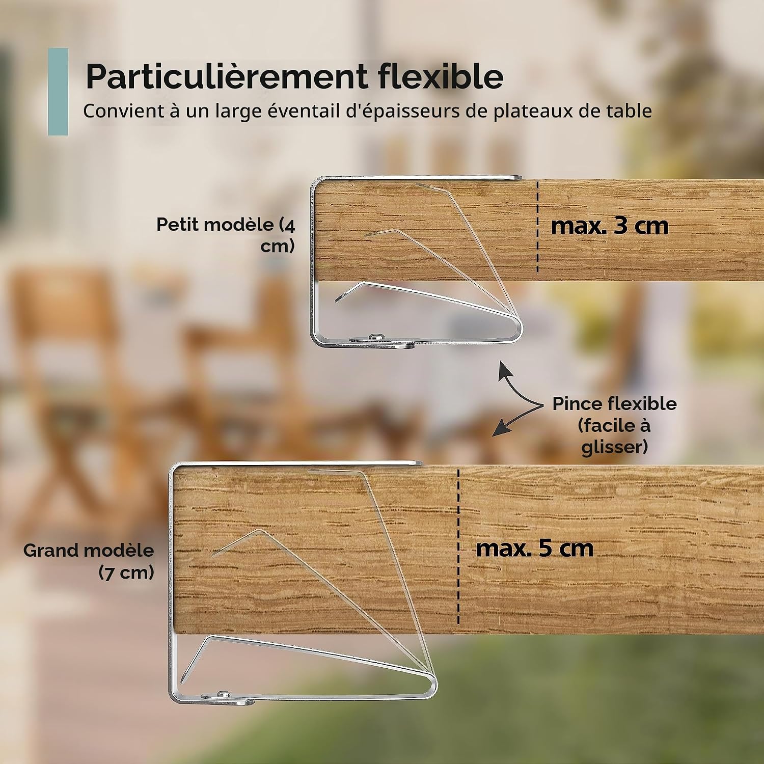 Detalle 2 de Virea tafelkleedklemmen, set van 4 in roestvrij staal voor tafels tot 5 cm