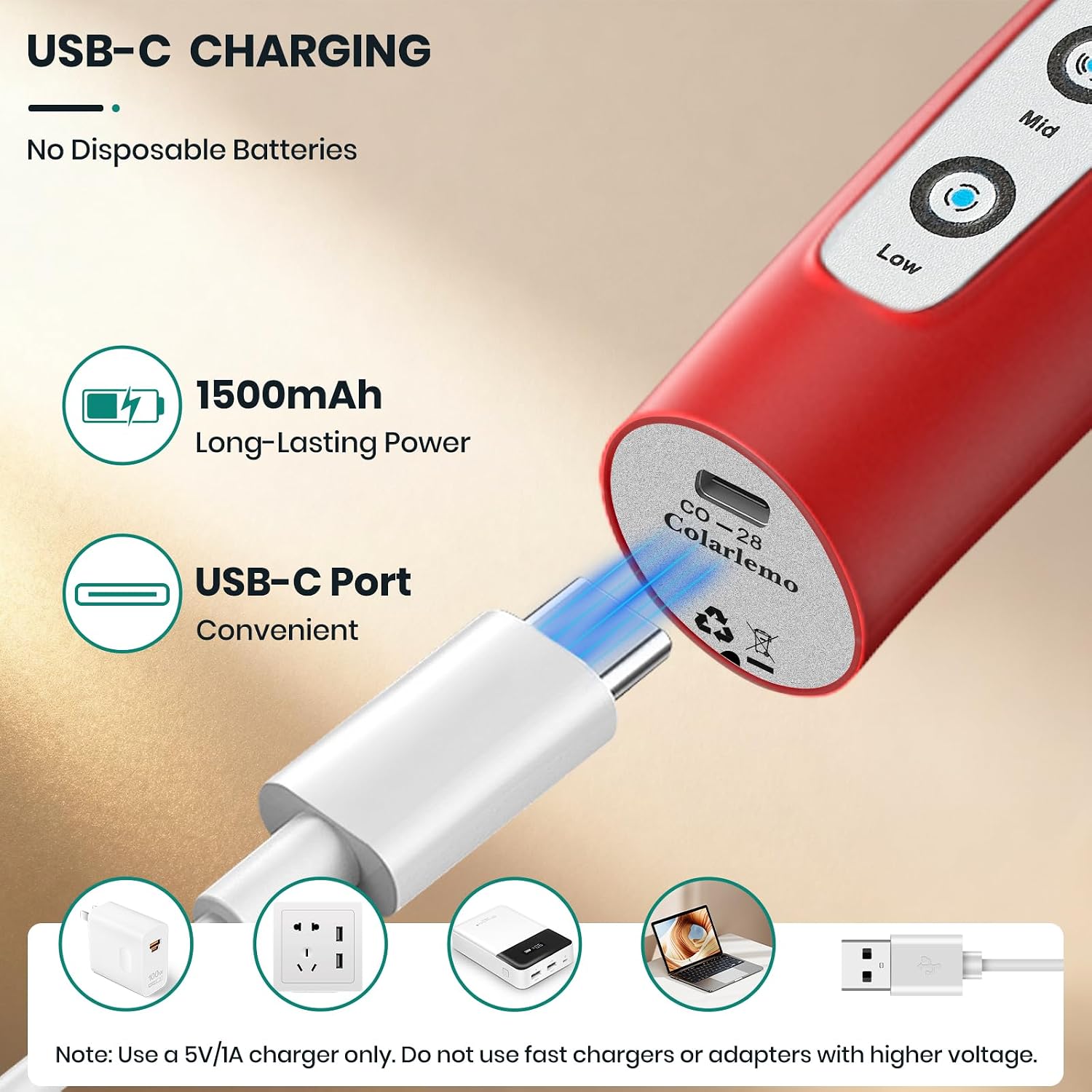 Thumbnail 3 de Colarlemo Handheld Milk Frother with Stainless Steel Whisks