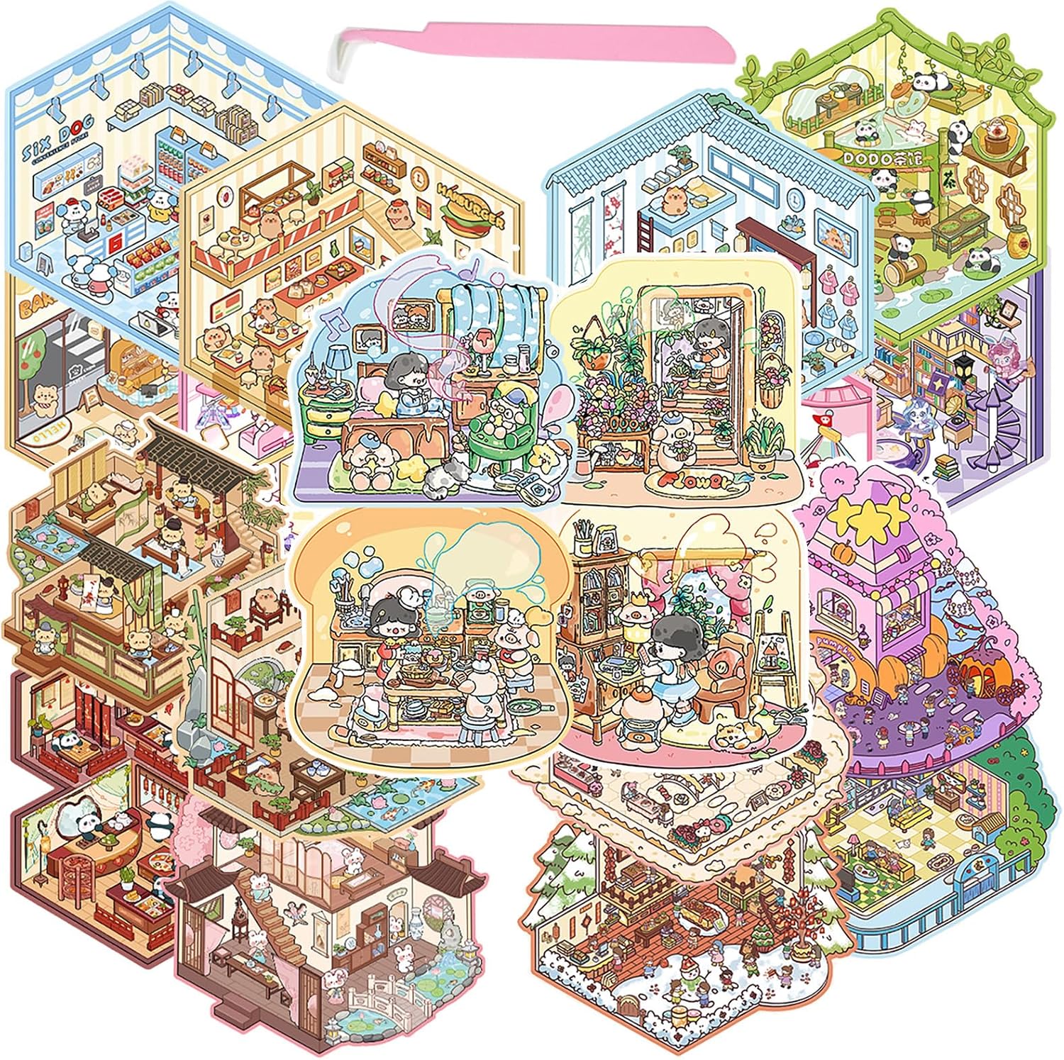 Detalle de SYCARON 3D sticker scene set, 12 scenes
