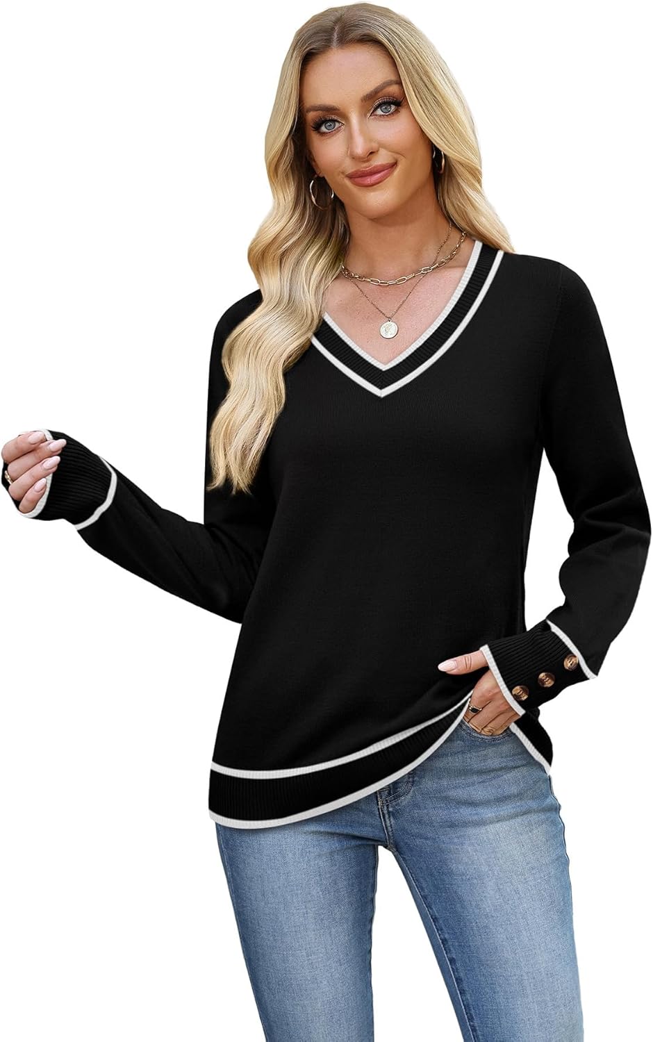Thumbnail 3 de WIHOLL Lightweight Sweater V Neck S–3XL