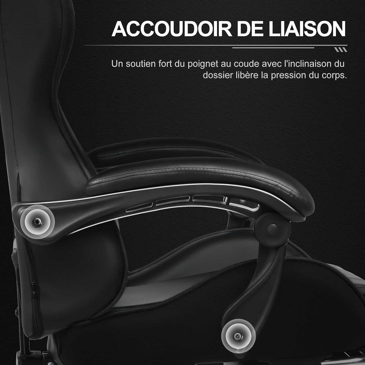 Detalle de GTPLAYER Chaise Gaming noire avec massage lombaire et repose-pieds rétractable