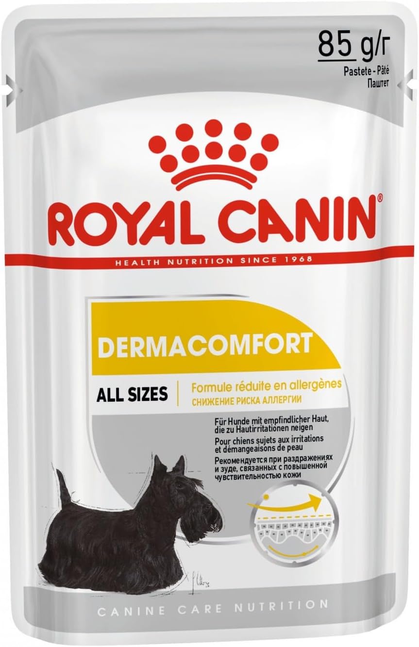 Royal CANIN DERMACOMFORT Mousse – Alimentation humide pour chien adulte à peau sensible (12 x 85 g)