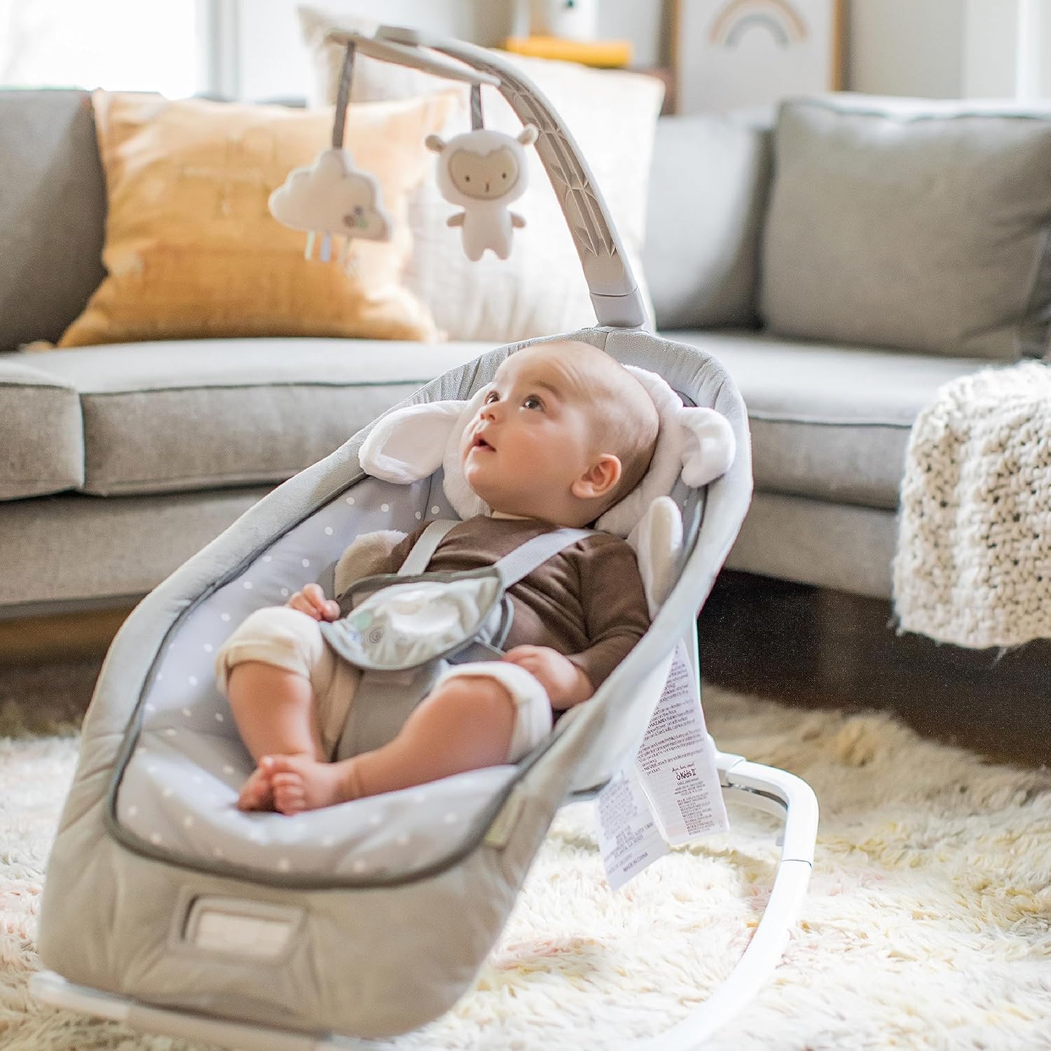 Detalle de Ingenuity Transat Évolutif et Siège Sauteur Bébé – Cuddle Lamb, 0 à 18 kg