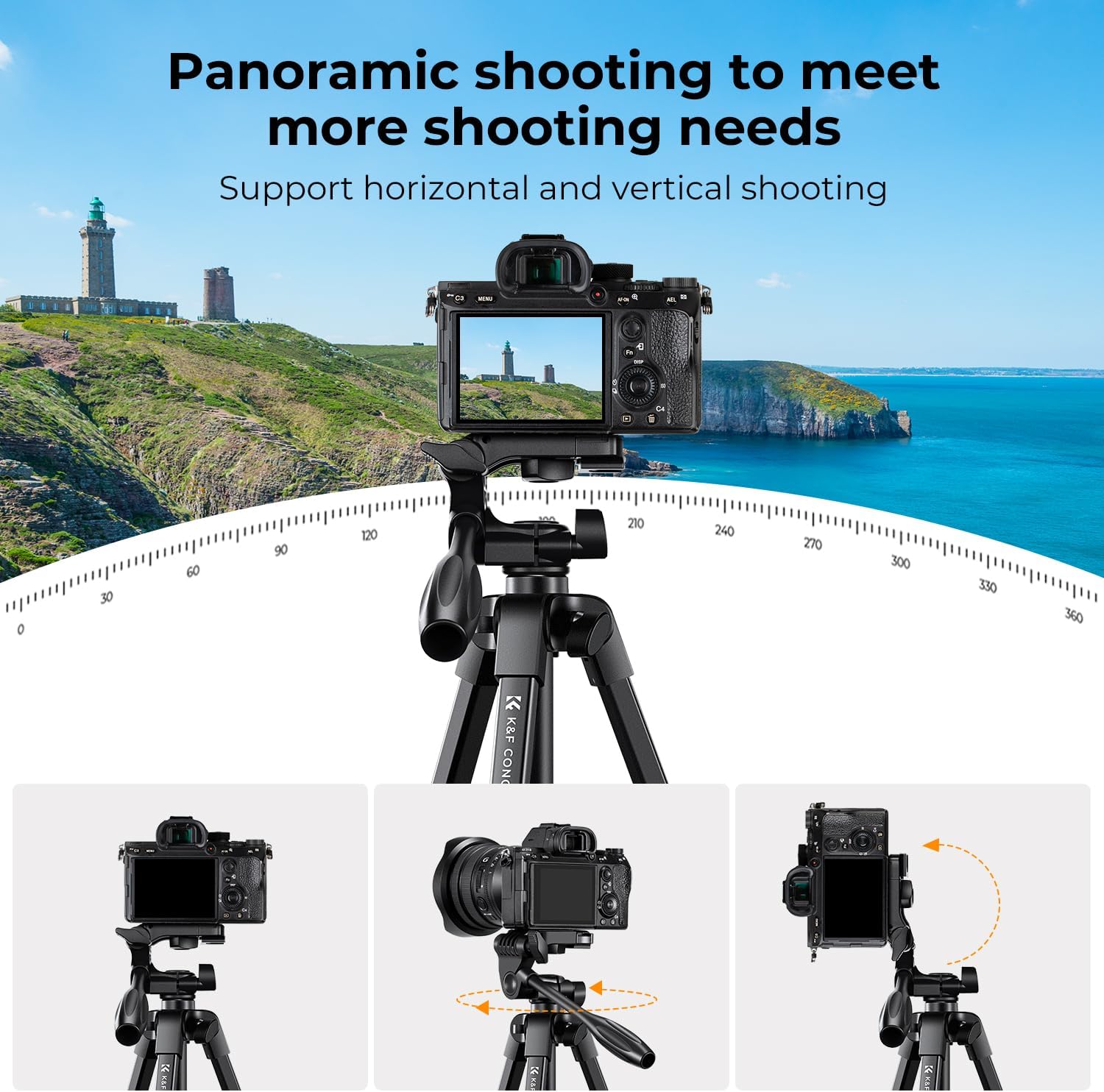 Thumbnail 3 de K&F CONCEPT NT510 Handystativ – leichtes 152 cm Stativ für DSLR, Smartphone & mehr