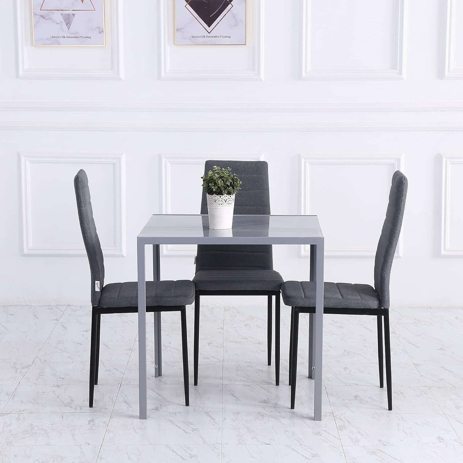 Thumbnail 5 de HOMCOM Table à Manger Carrée 75 cm – Verre trempé et piètement métal pour 2–4 personnes