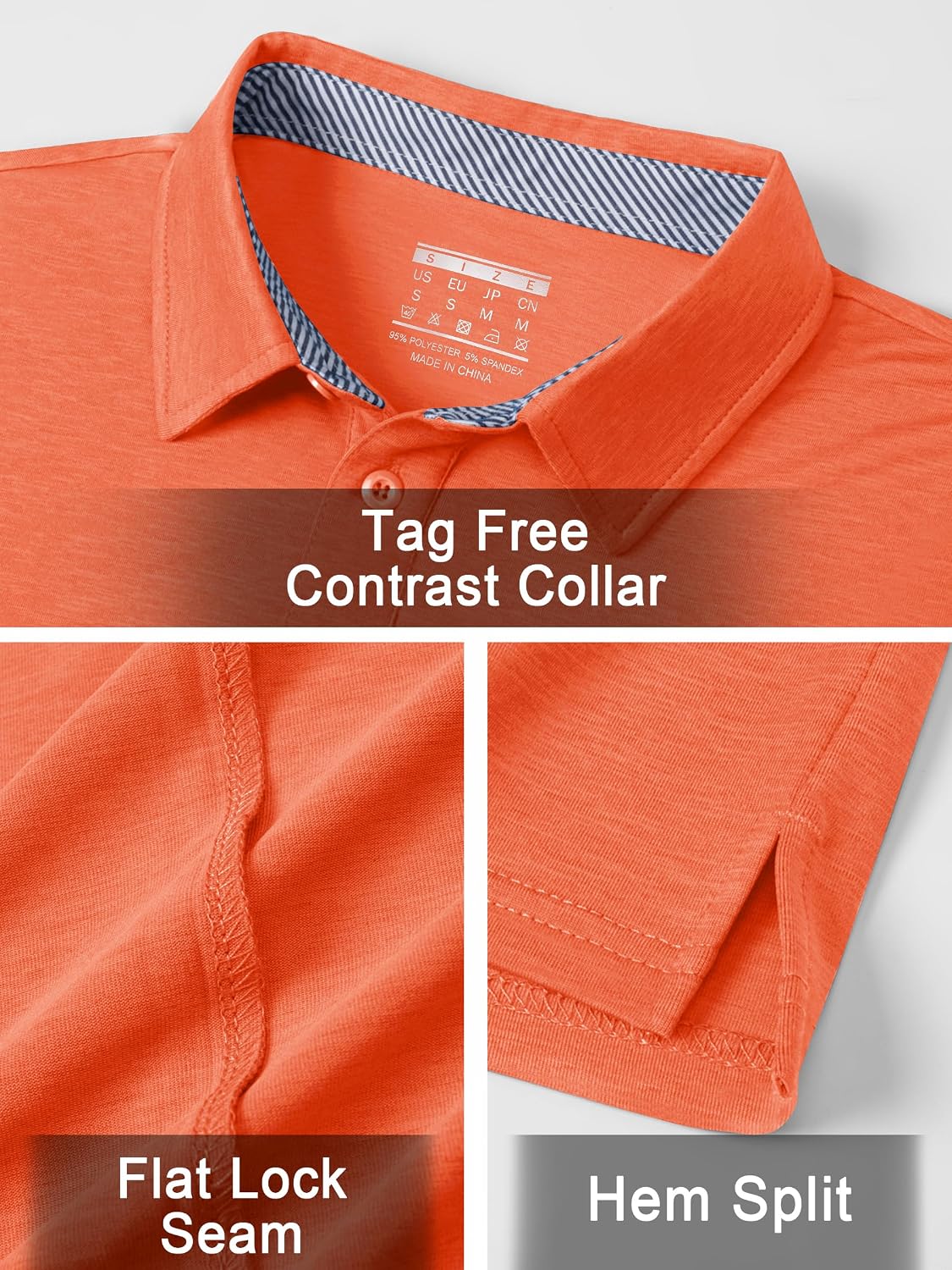 Detalle de TACVASEN Men's Golf Polo Shirt, Lightweight Quick-Dry, 3-Button