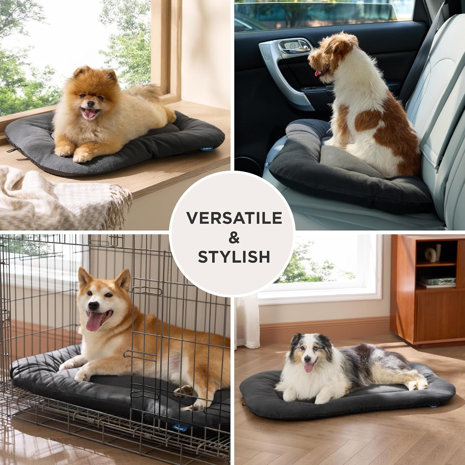 Thumbnail 6 de BEDSURE waschbares Hundekissen für mittelgroße Hunde (74x46 cm), dunkelgrau – rutschfeste Unterseite