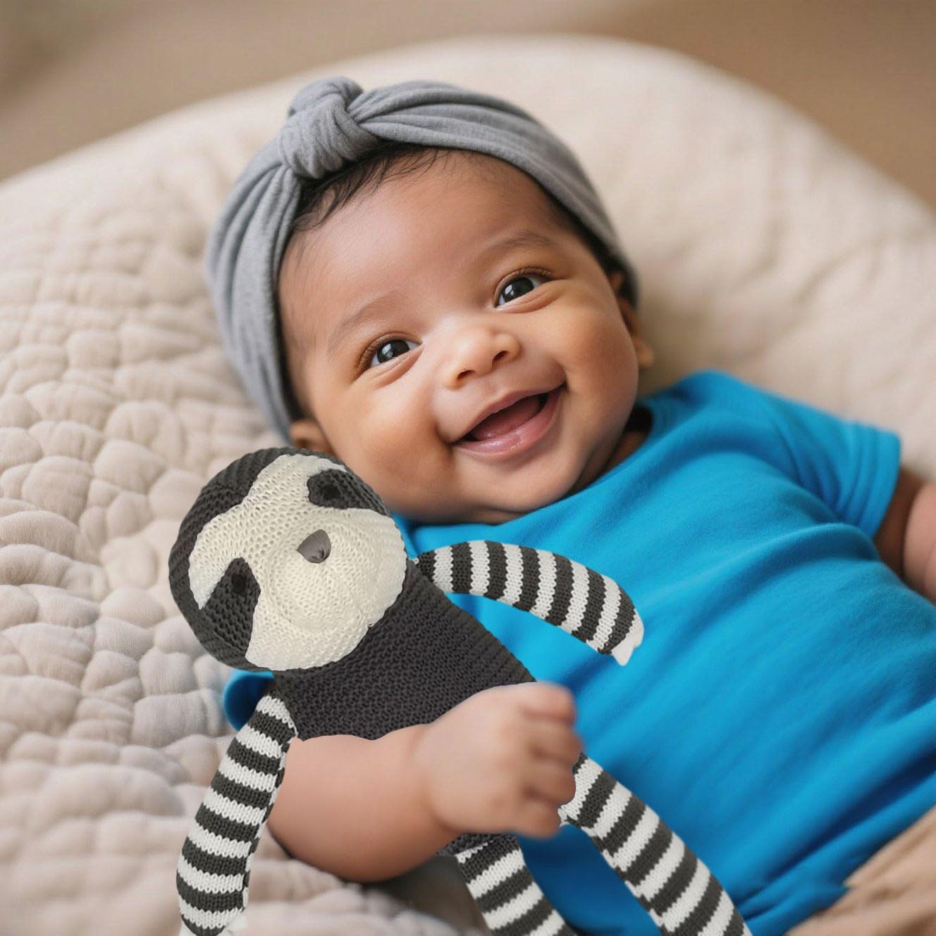 Thumbnail 4 de FLUFFYFUN 100% Organic Cotton Grey Sloth Teddy – 7.1in newborn plush