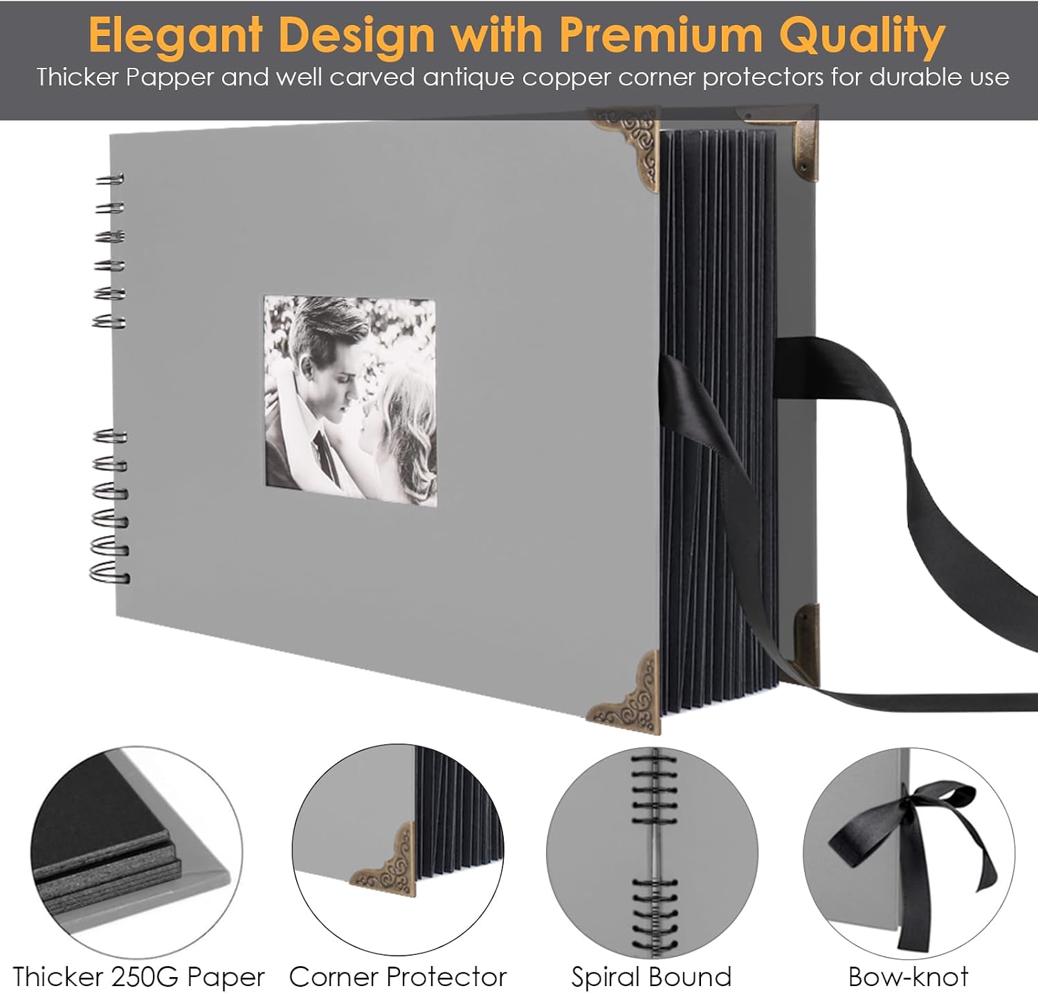 Detalle 2 de DIY Fotoalbum Scrapbooking 80 schwarze Seiten