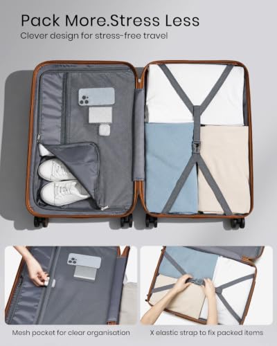 Detalle de Kono Medium Hard Shell Suitcase: Green 24-inch ABS+PC Checked Luggage