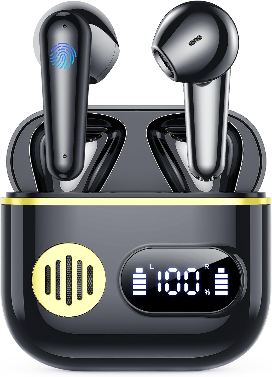 Detalle de Auricolari Bluetooth 6.1 wireless con ENC e 6 microfoni, cuffie in-ear per iOS/Android (Classico Nero)