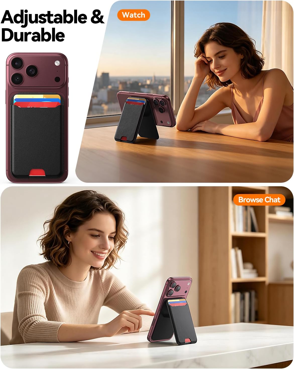 Detalle 1 de Magnetic Phone Wallet Stand, 1 Card Slot