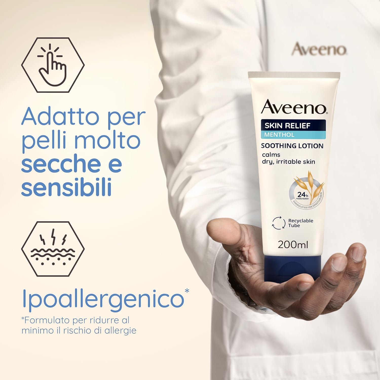 Thumbnail 3 de Aveeno Skin Relief Crema Corpo Idratante Lenitiva con Mentolo e Avena Colloidale Prebiotica (200 ml)