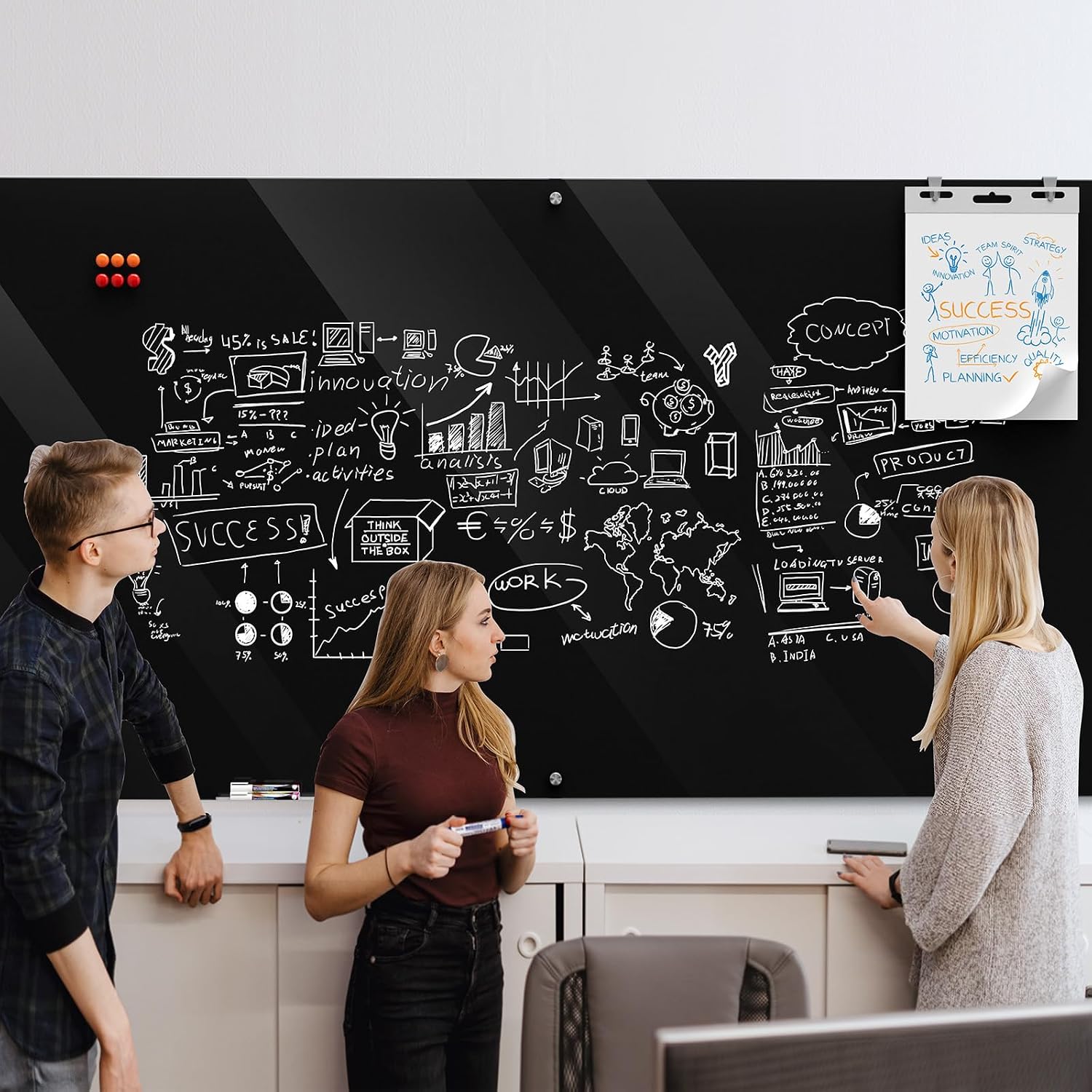 Thumbnail 6 de MaxGear MaxGear-B-Glass-Board-96x48 Glass Whiteboard, 96 x 48, Magnetic