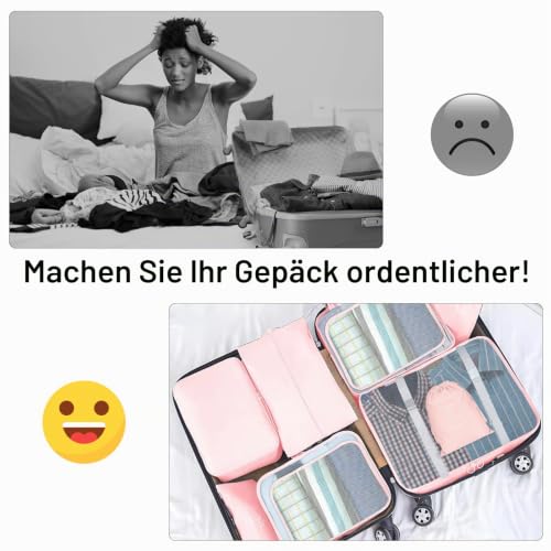 Detalle de TXBOBECO Koffer Organizer Set – 10-teiliges Reise-Organizer-Set (Kofferorganizer, 10 Stück) in Pfirsichrose