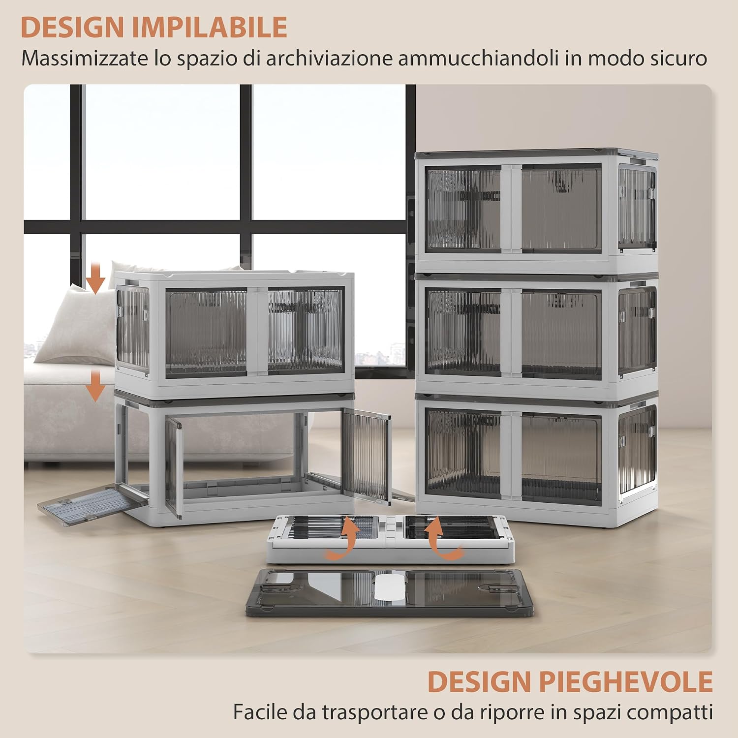 Detalle 2 de HOMCOM Caja de Almacenamiento Apilable 69L
