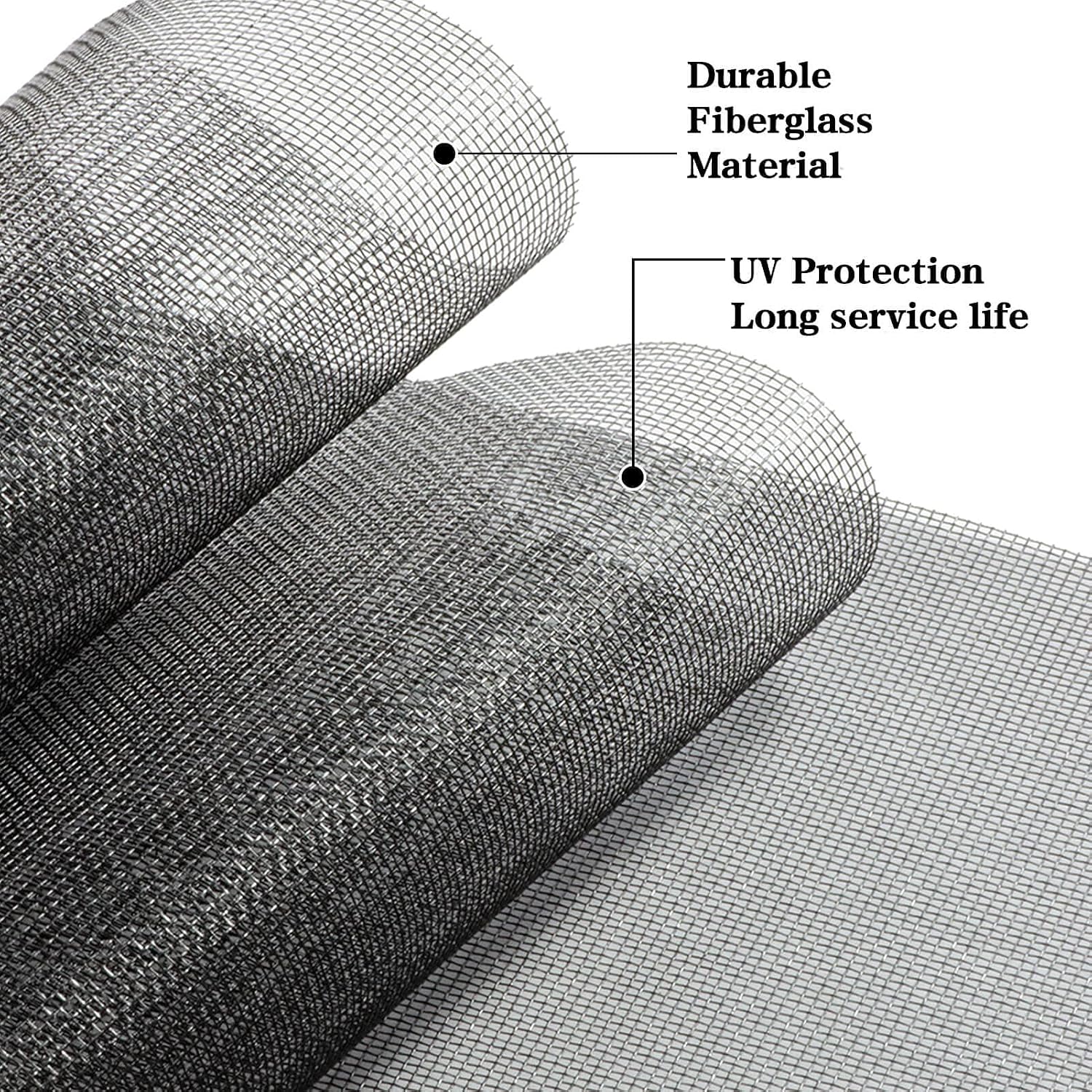 Detalle de TOOLTRIZ 48" x 118" Fiberglass Window and Door Screen Mesh, Charcoal