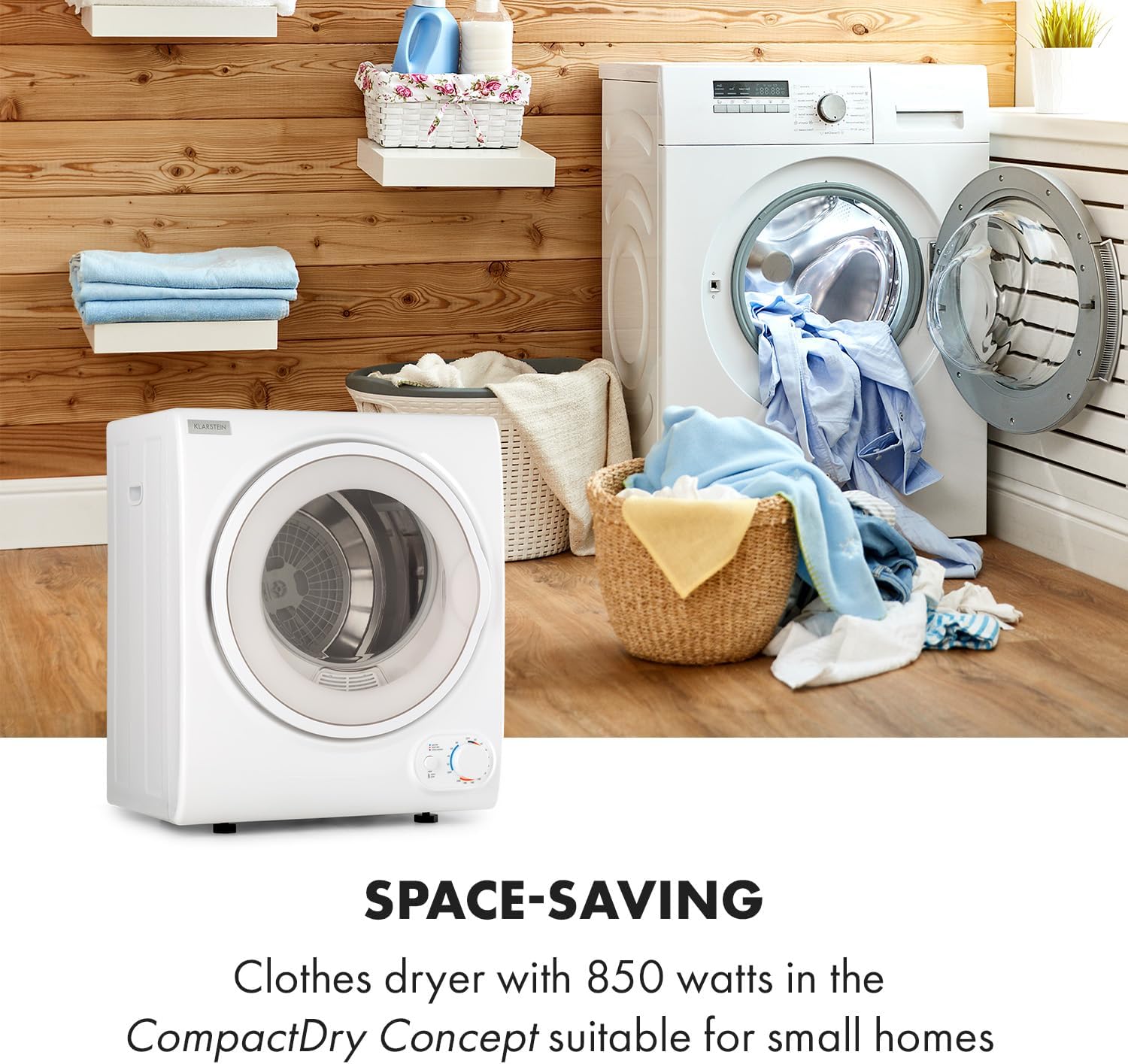 Detalle de Klarstein Jet Set 2500 compact vented tumble dryer, 2.5 kg, 850 W