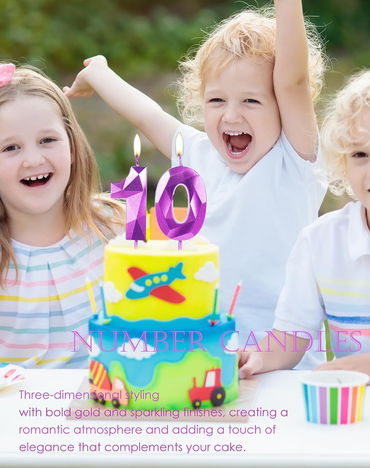 Thumbnail 6 de Purple 20th Birthday Candles for Cake – 3D Number 20 Topper (Two Pieces)