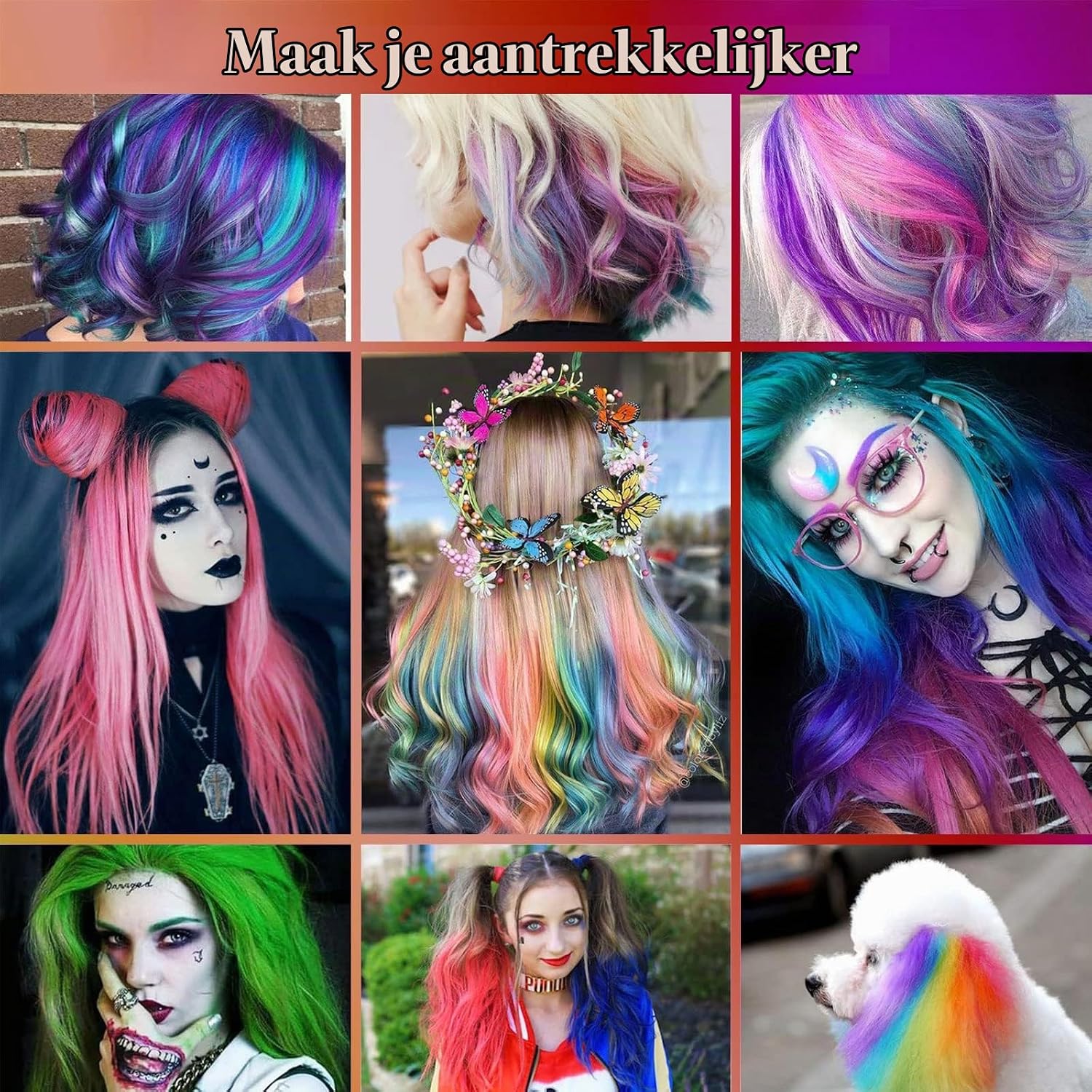 Thumbnail 6 de ROMYSE haarkrijt, 8 kleuren vloeibare uitwasbare haarverf, 15 ml per flesje