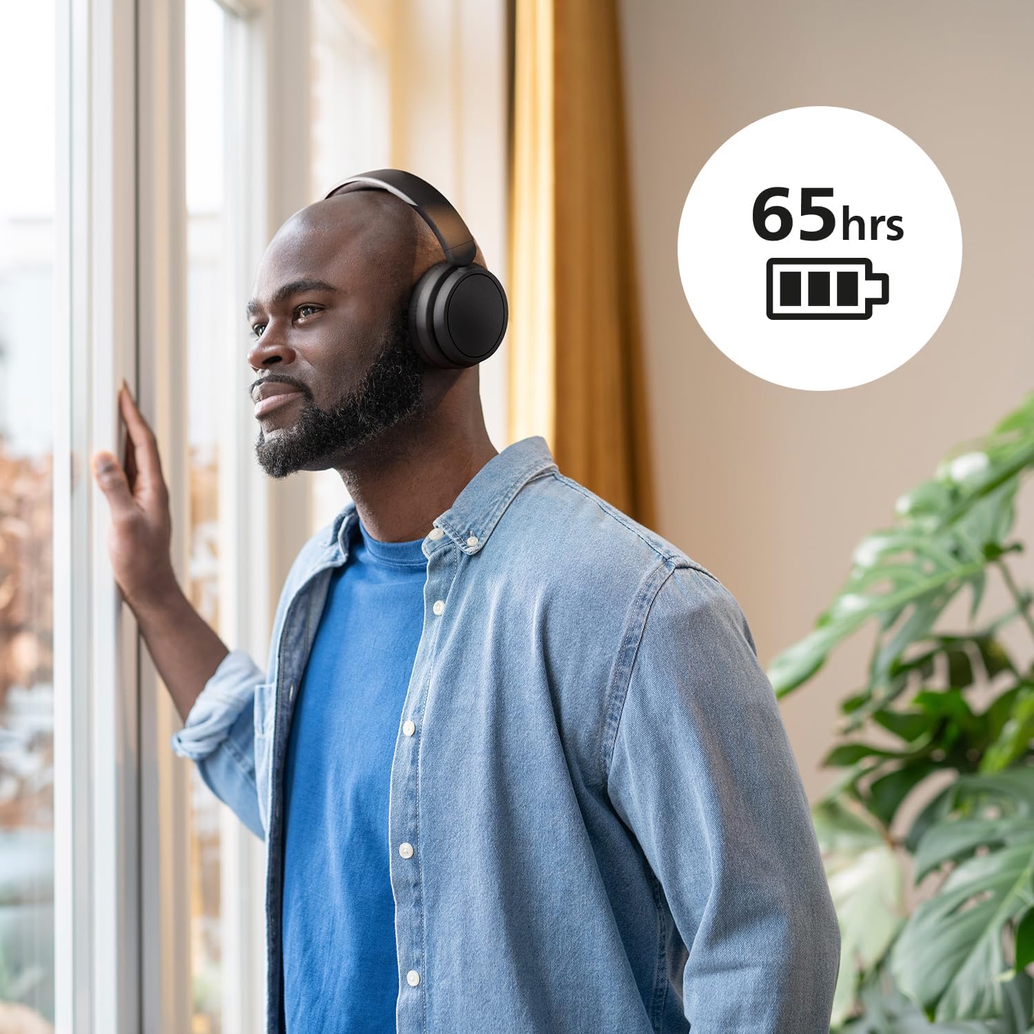 Detalle 2 de Philips TAH5219BK/00 Leichte On-Ear Wireless Bluetooth Kopfhörer – 65 Std Akkulaufzeit