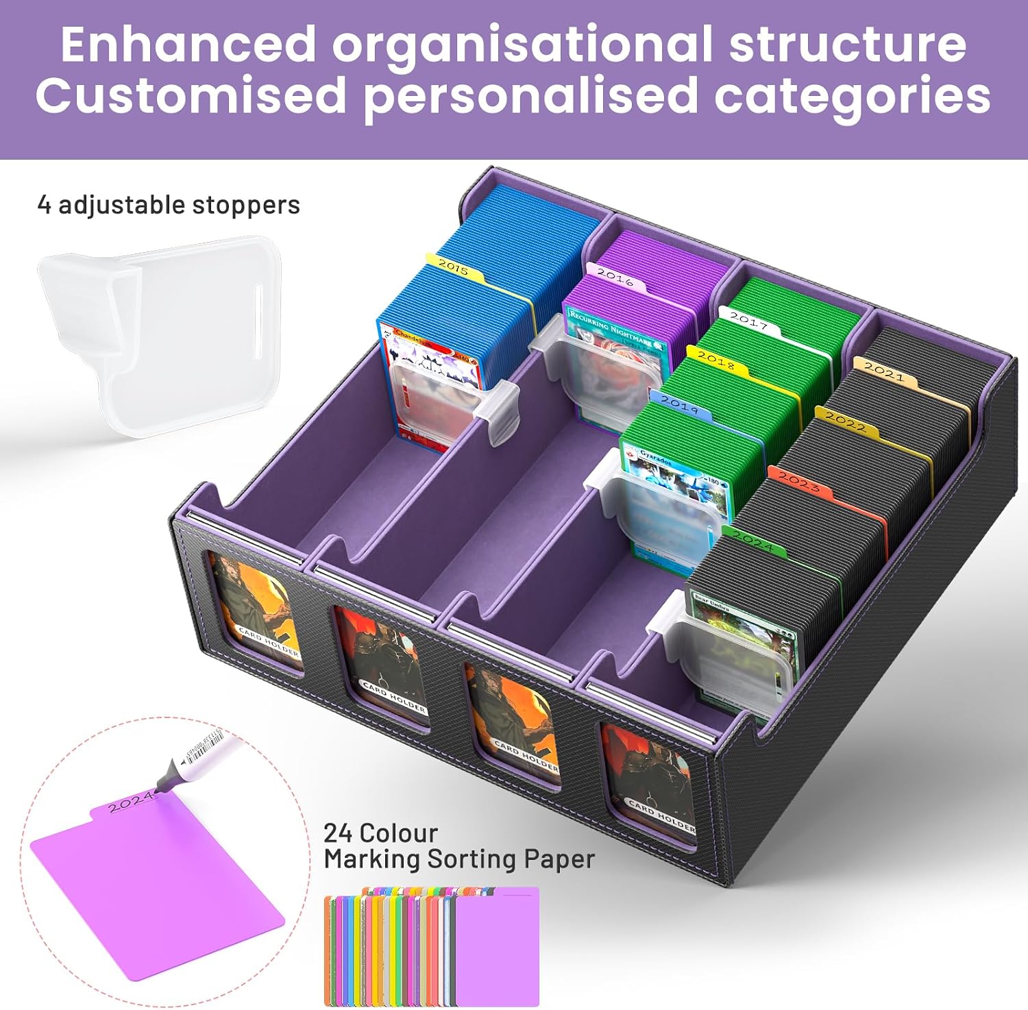 Detalle de Hot Bee Yugioh Deck Box: Quadruple Card Storage for 2400+ Cards