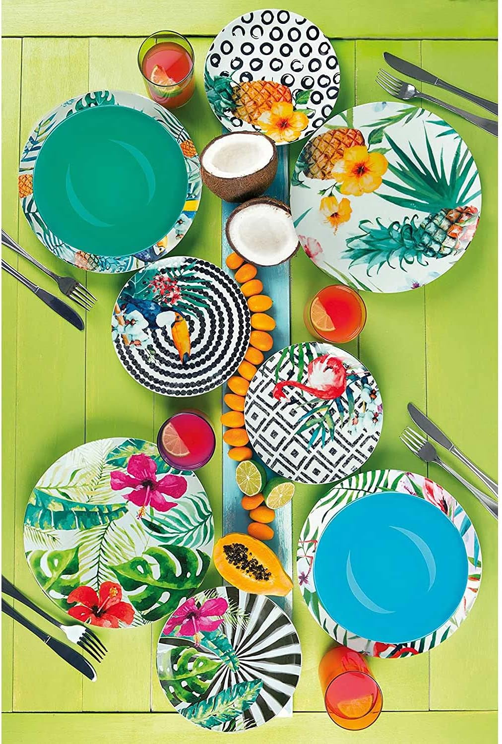 Detalle 1 de Excelsa Vajilla Tropical Chic 18 Piezas de Porcelana Multicolor 🌴