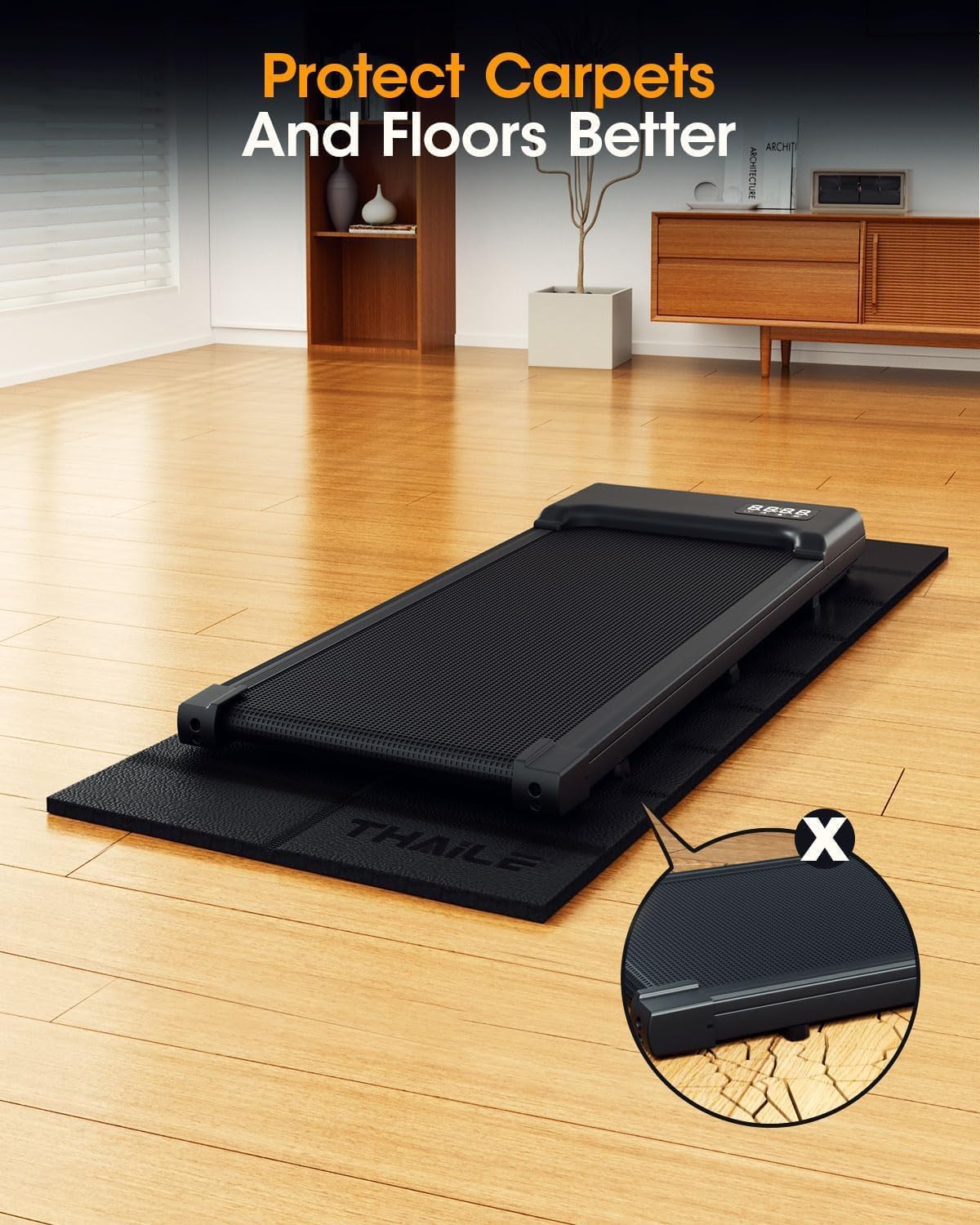 Detalle 2 de THAILE MAT-80-1 Treadmill Mat, Waterproof PVC, Double-Sided Non-Slip