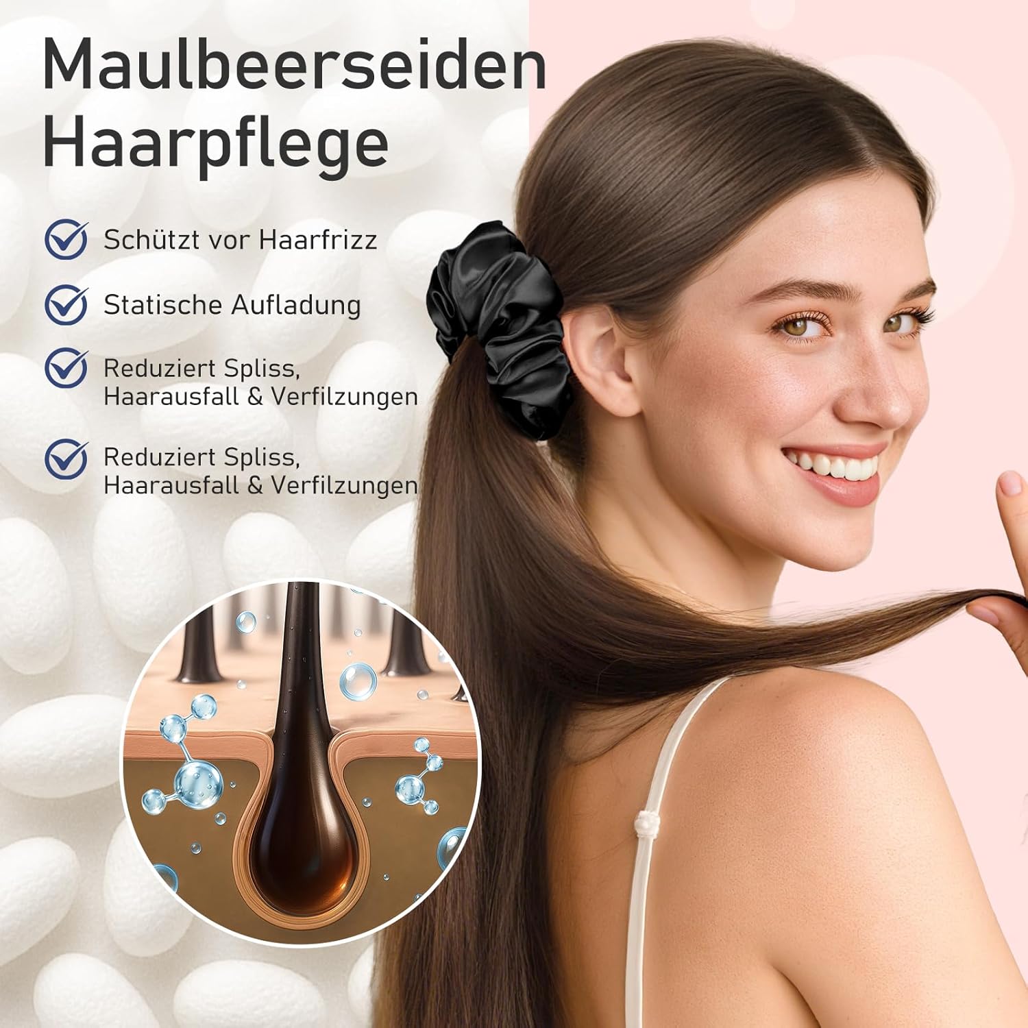 Detalle de Litbear 3er Set Maulbeerseide Scrunchies 🎀