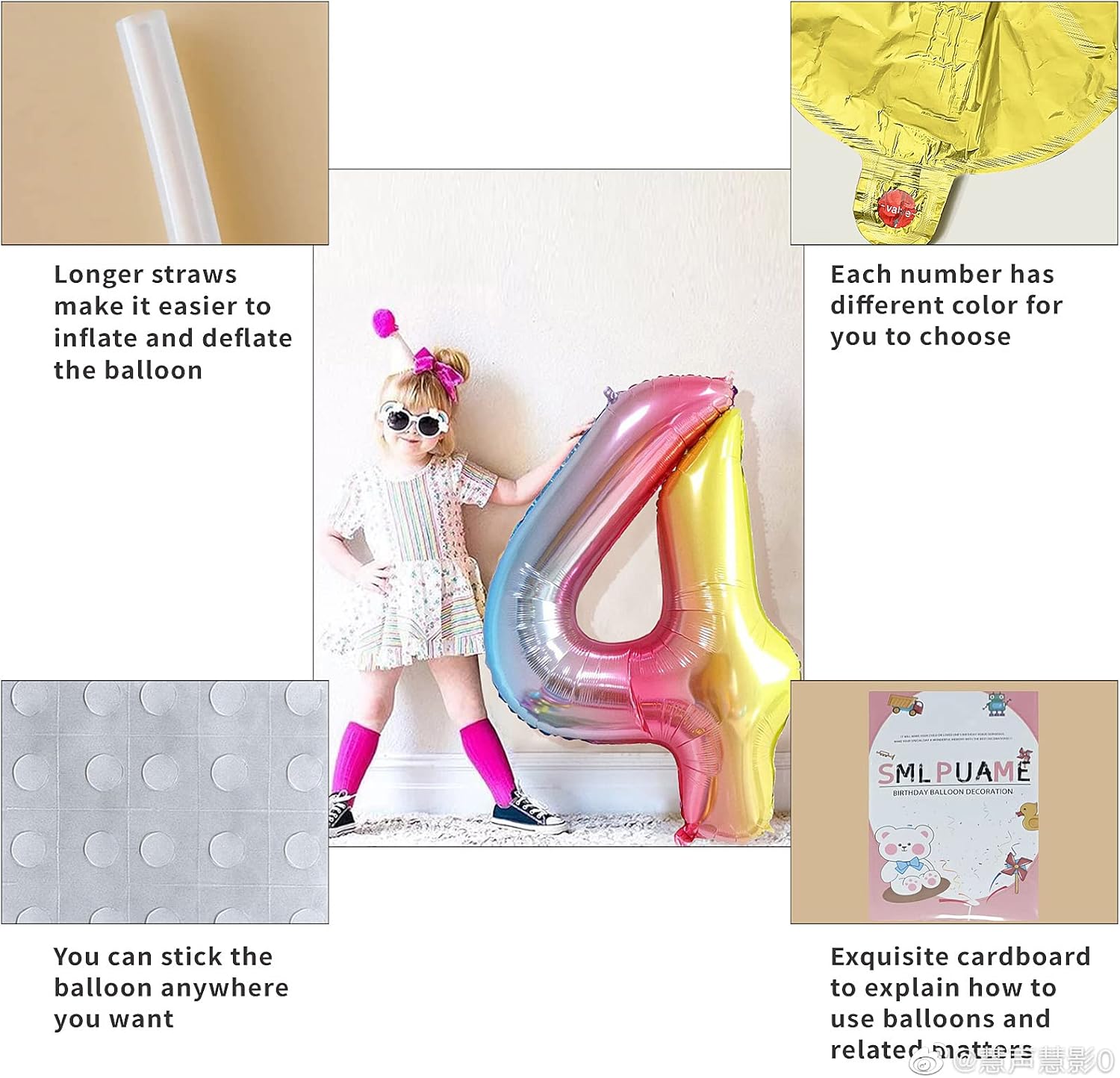 Thumbnail 4 de Smlpuame 102cm Folienballon Zahlen 🎈