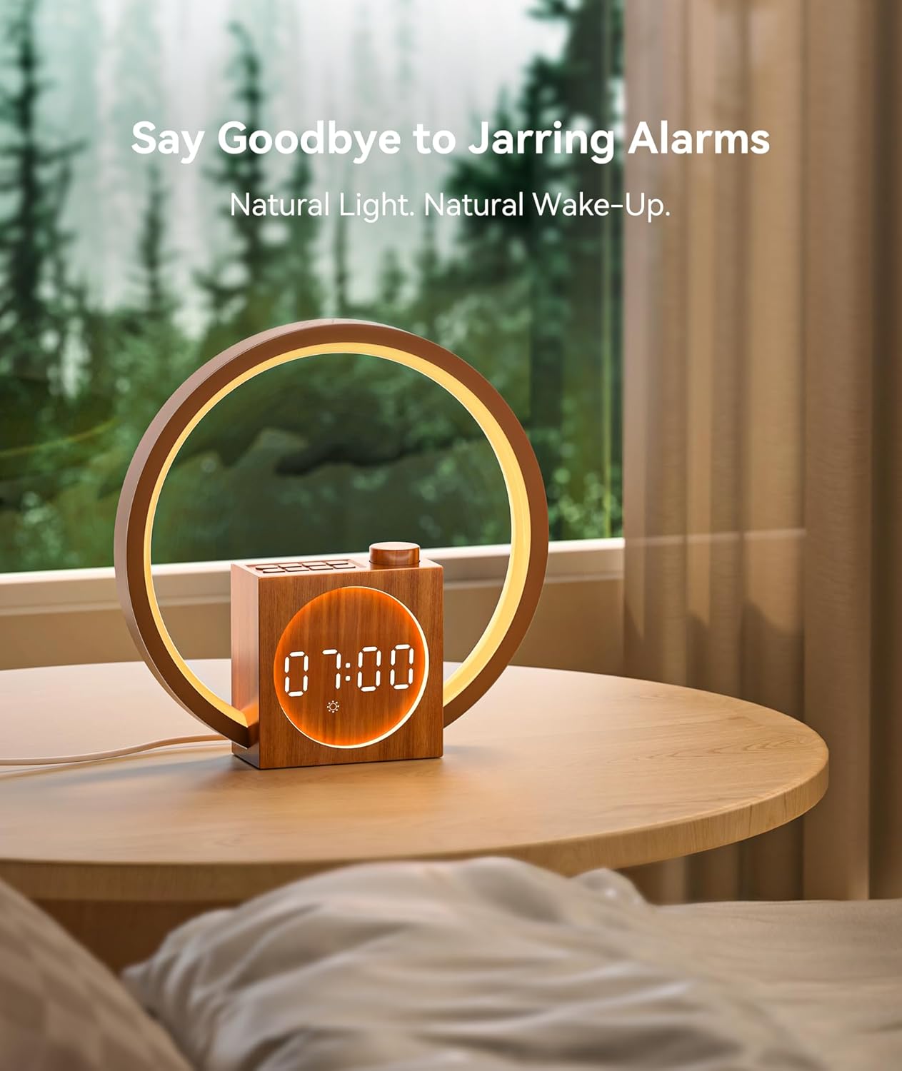 Detalle 2 de Dreamegg Sunrise Alarm Clock with gradual wake-up light, white noise and 12 colour modes (white)