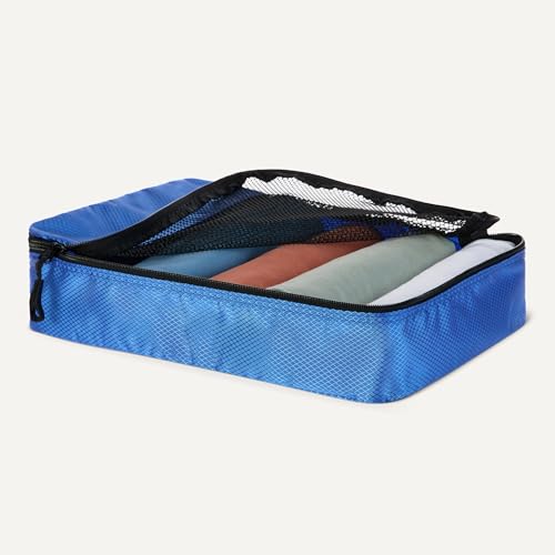 Detalle de Amazon Essentials Juego de 4 cubos de viaje con doble cremallera y malla (2 medianos/2 grandes)