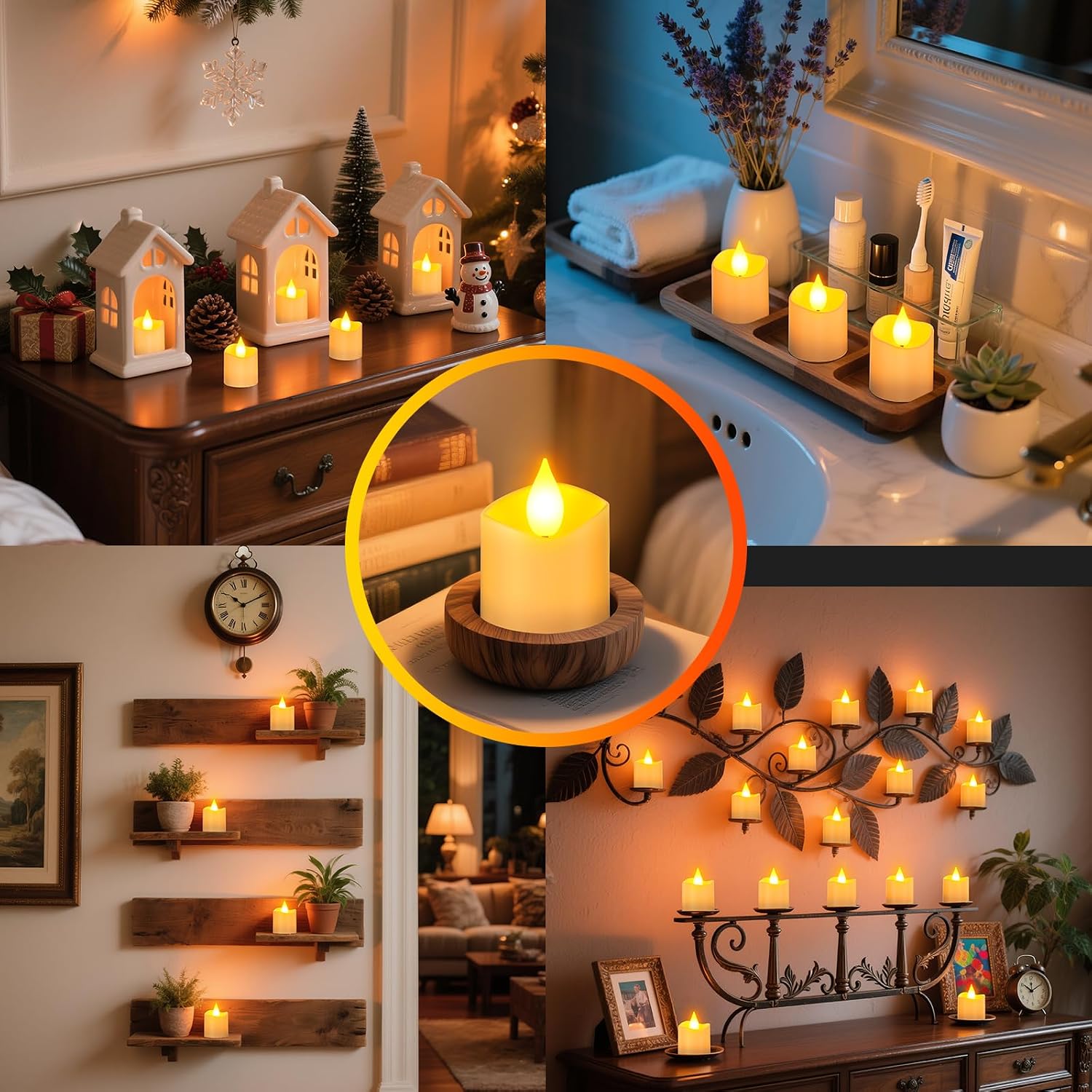 Thumbnail 4 de Yme LC003RS oplaadbare led-theelichtjes, 12 stuks met timer en afstandsbediening
