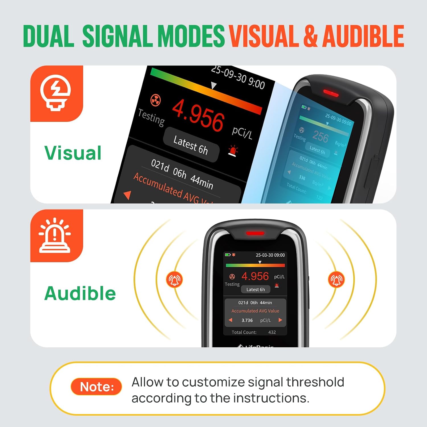 Detalle 2 de LifeBasis Rechargeable Radon Detector with Audible and Visual Alarms
