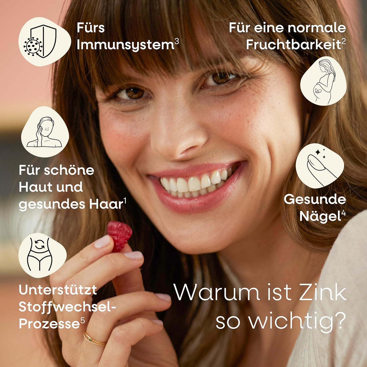 Detalle de Zink Gummibärchen 120 Stk für Haut Haare Nägel 🍬