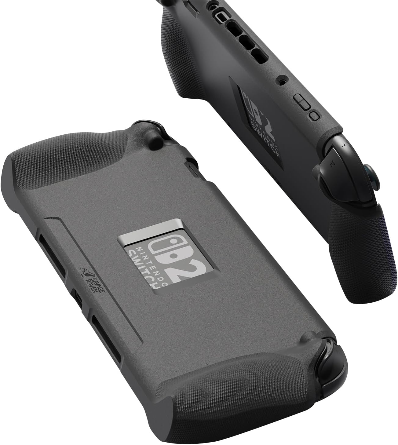 Detalle de Savage Raven StandGrip for Nintendo Switch 2 by Skull & Co. — A textured, protective case with stand and grip