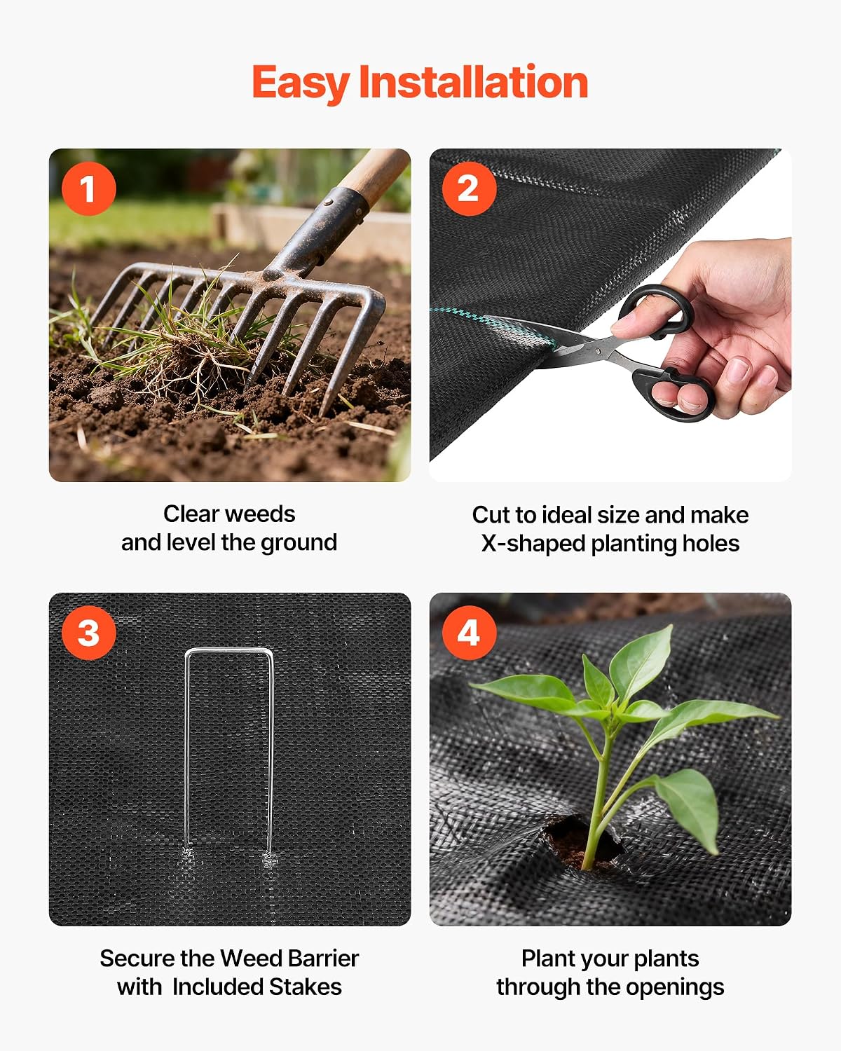 Detalle 2 de VEVOR Weed Barrier Fabric, 3 x 100 ft