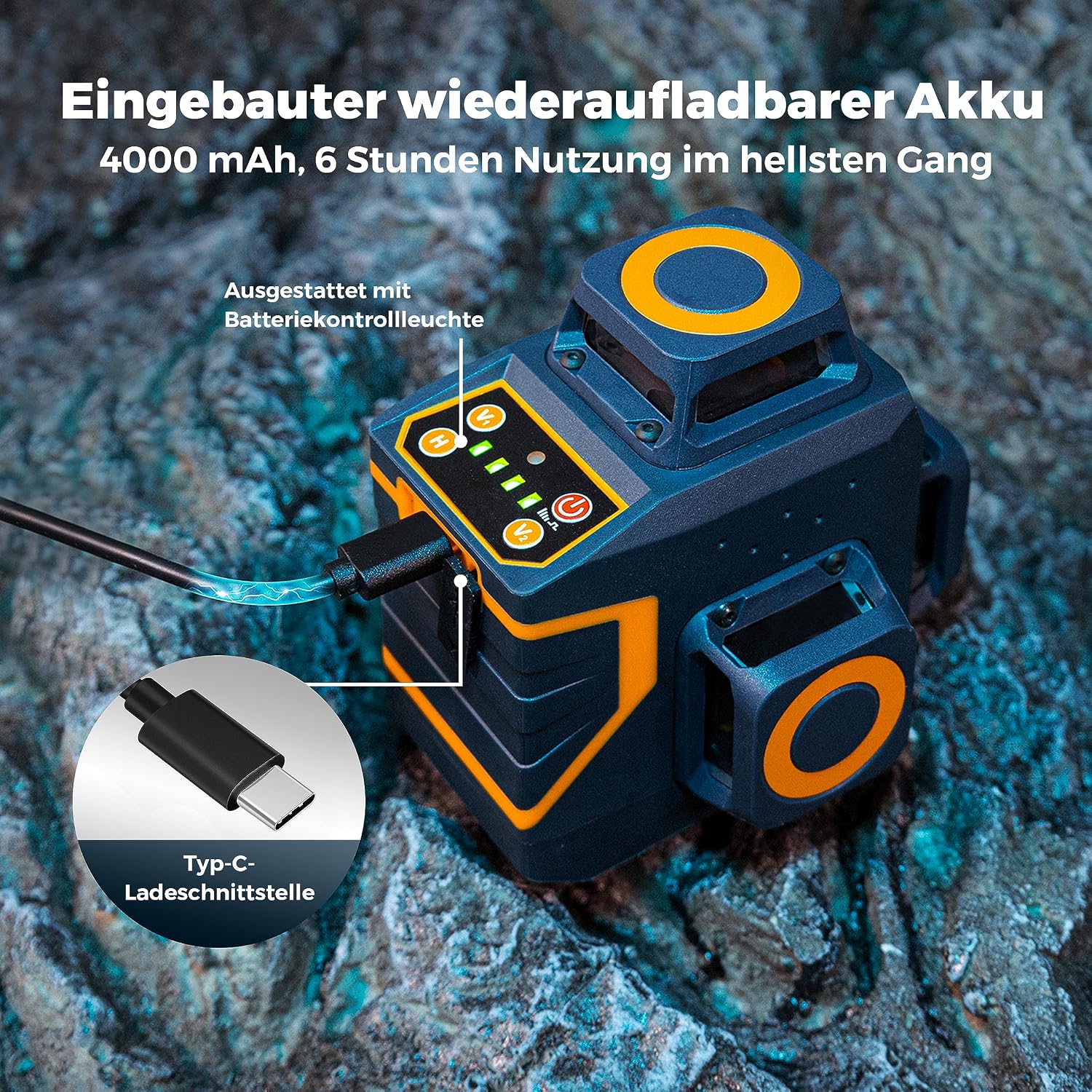 Detalle de CIGMAN Kreuzlinienlaser Grün 3 x 360° CM701SE – kabelloser Nivellierlaser mit Fernbedienung