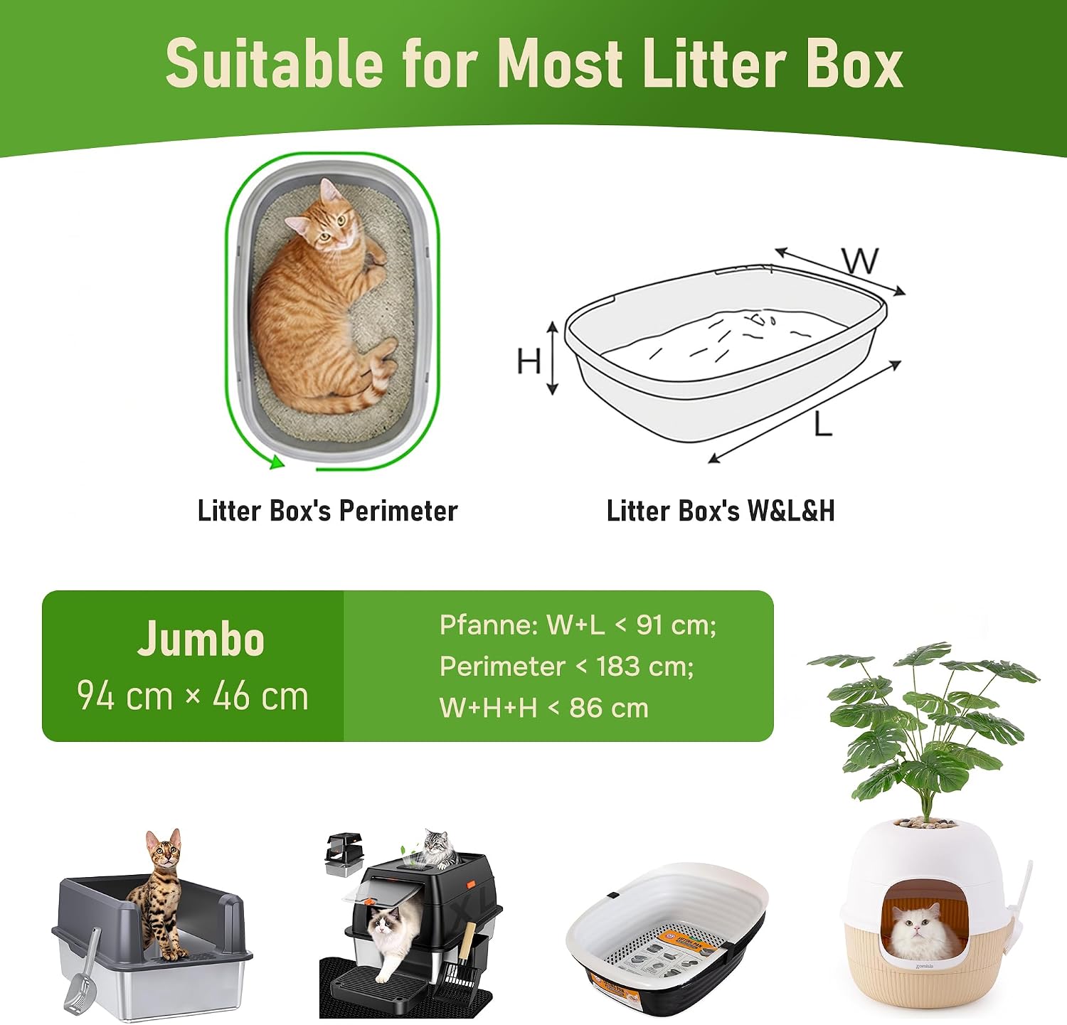 Detalle de ZOMISIA Extra Large Cat Litter Tray Liners (20 Pack, 94 x 46 cm)