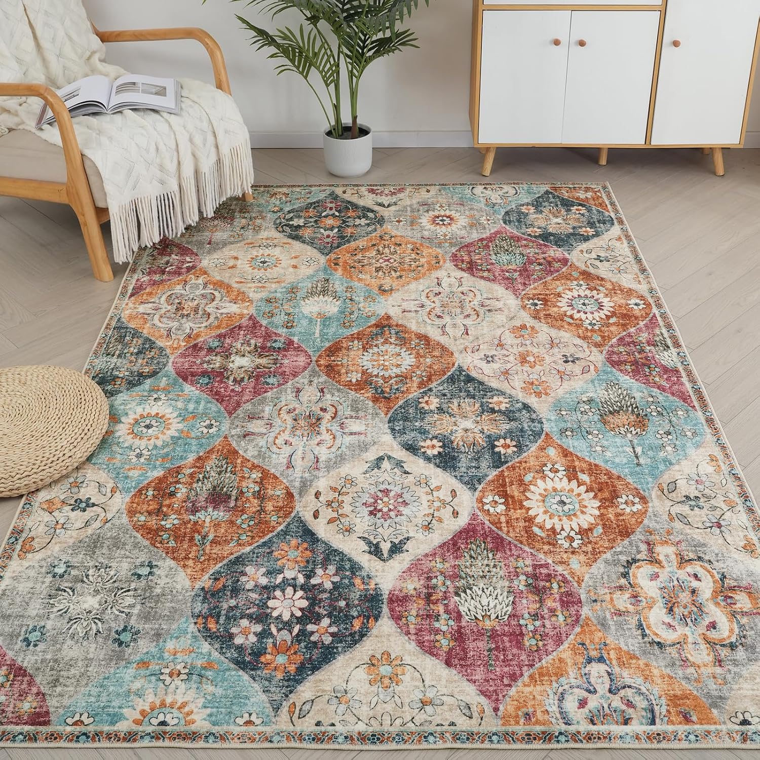 Detalle de Xfrog Blumen Boho Teppich 160 x 230 cm đĄ