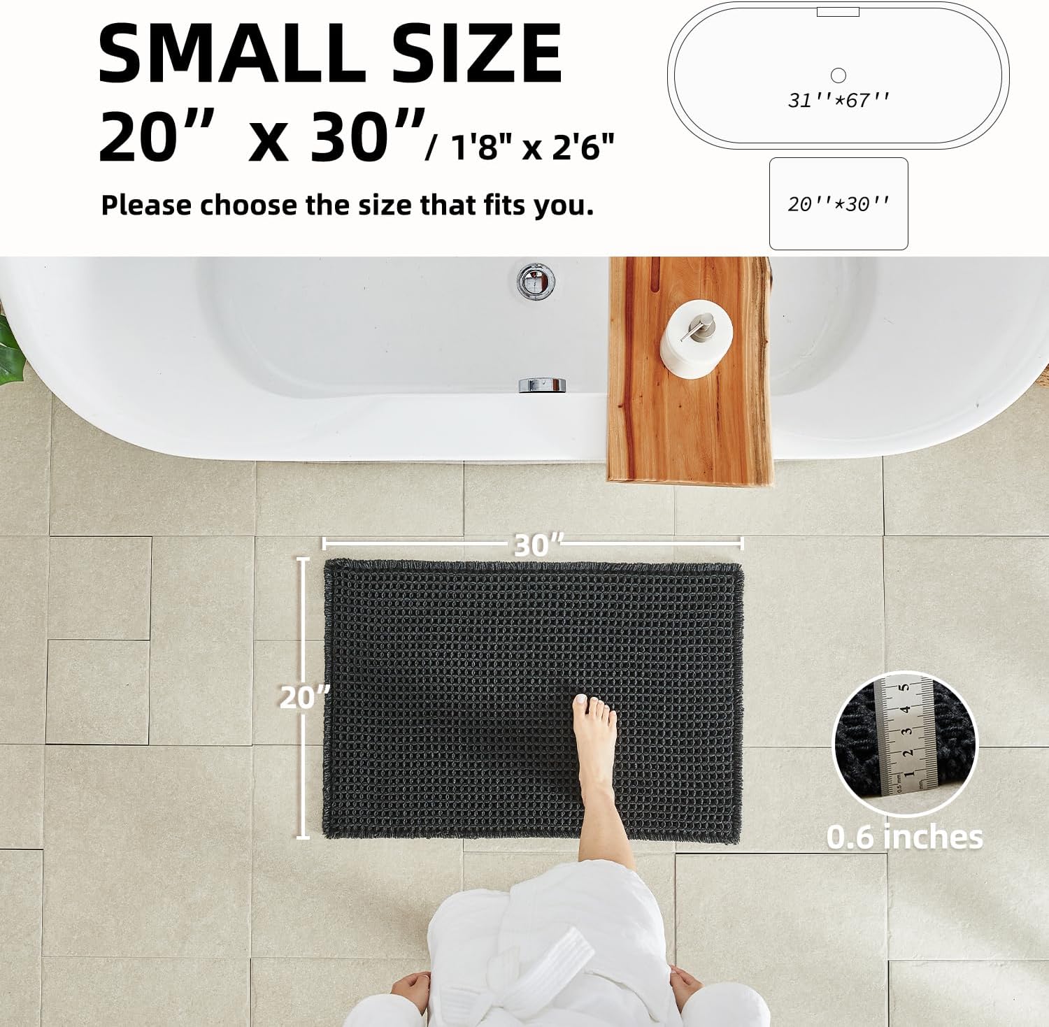 Detalle de TYUU Waffle Bath Mat 30" x 20