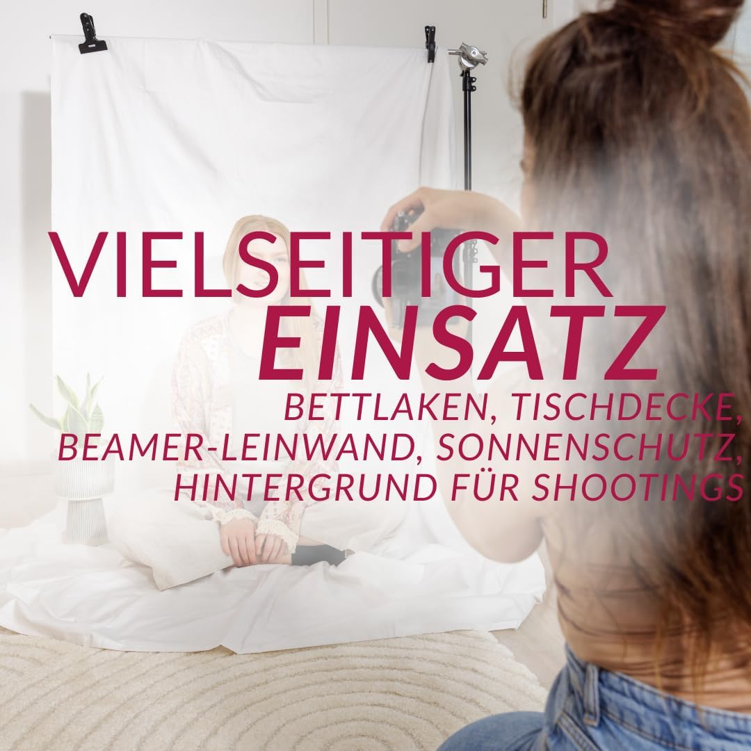 Detalle de Clinotest Bettlaken 150x200 cm 100% Baumwolle, Ohne Gummizug, Premium Flachbettlaken