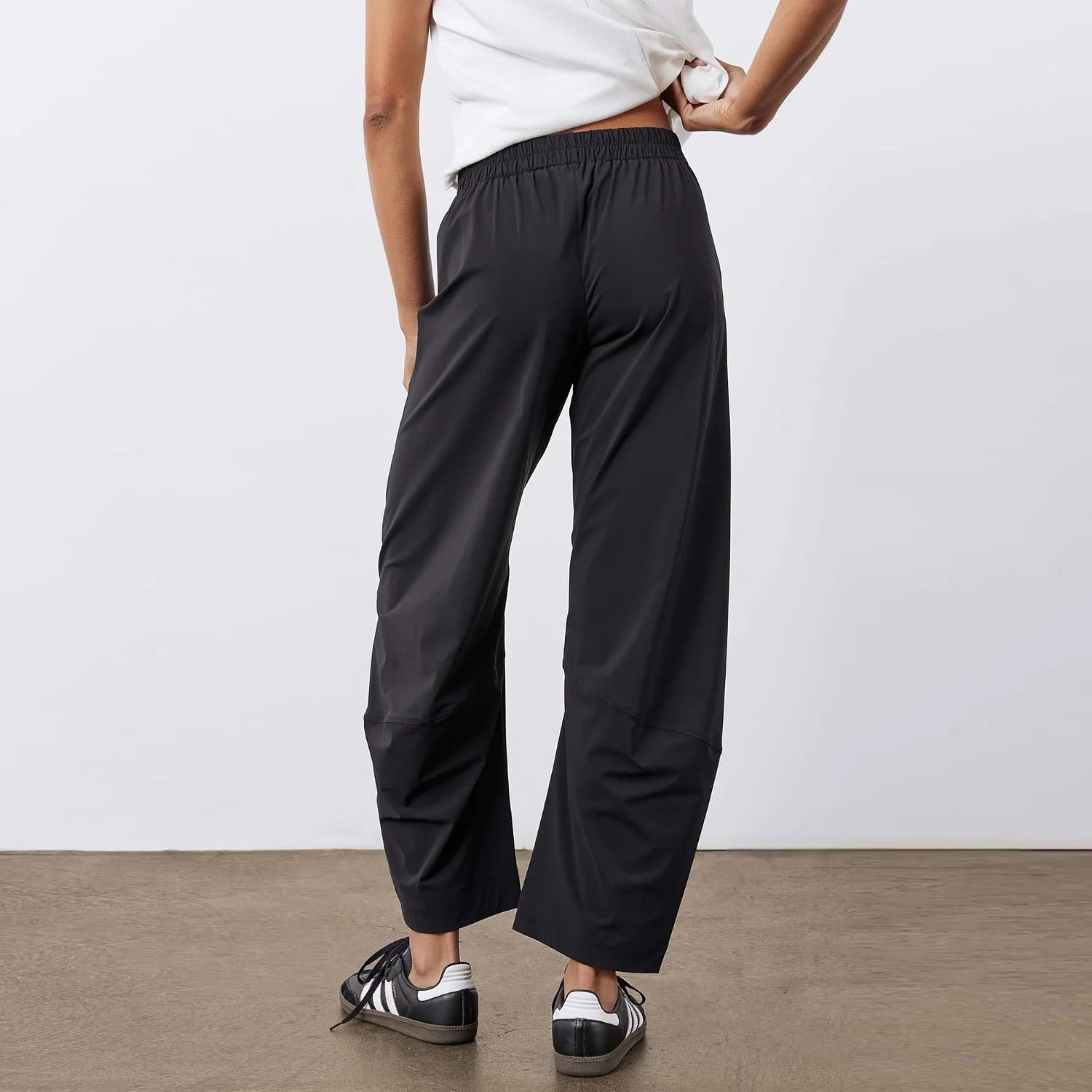Detalle de Yaykio Women's High-Waisted Barrel Pants, Stretch Quick-Dry Fabric