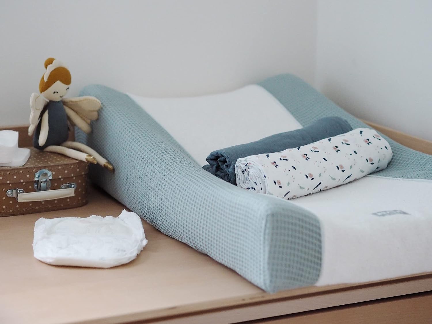 Thumbnail 3 de Béaba 920385 Sofalange Changing Mat Cover, Organic Cotton Terry, Green-Blue
