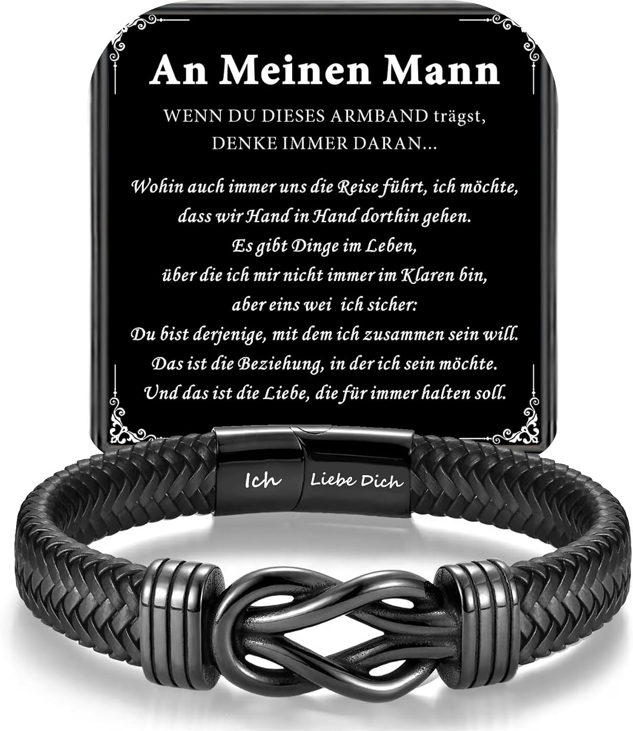 Detalle de HAYOUWAY Lederarmband Herren 21,5 cm đ§đ€đ§