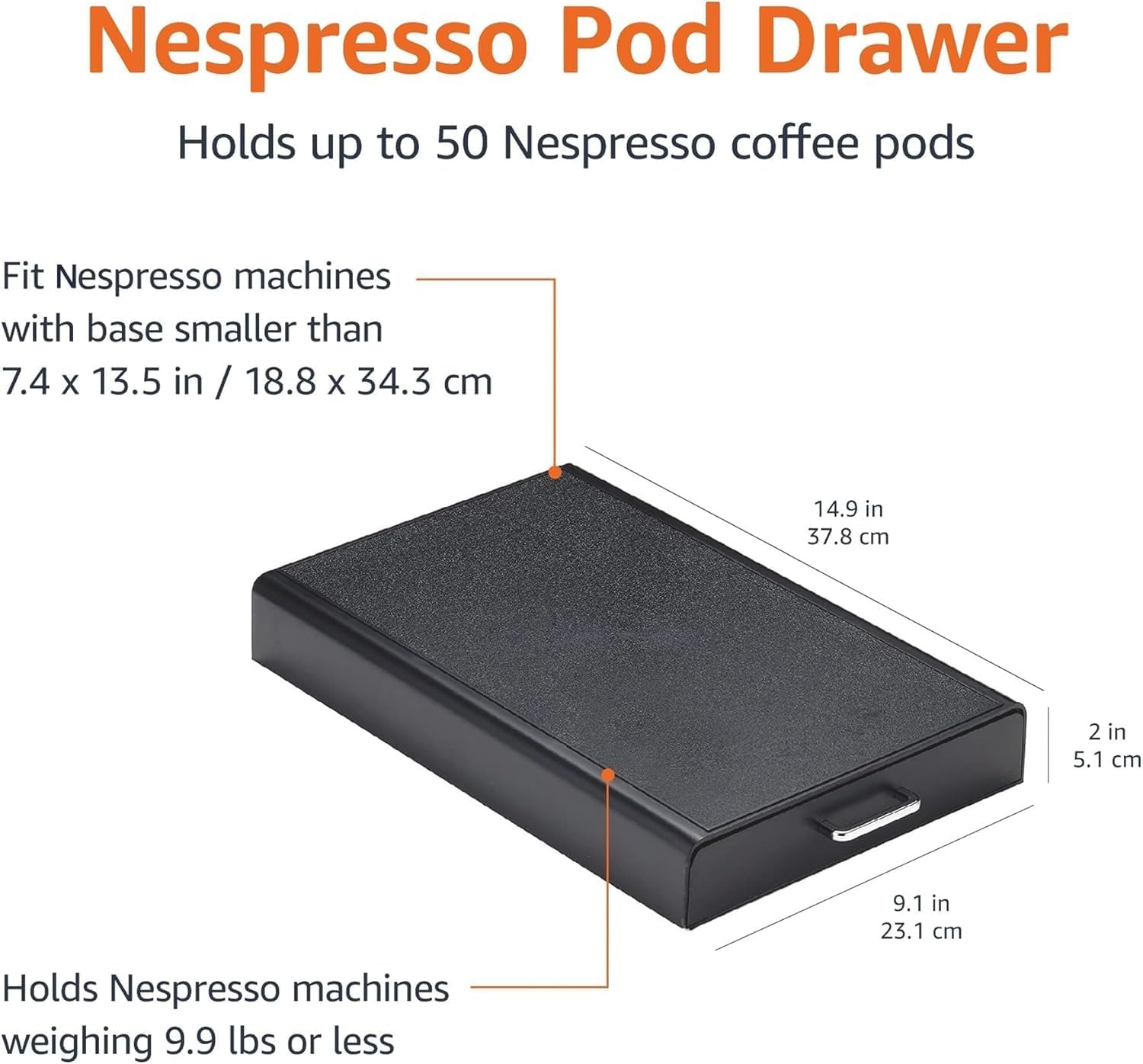 Detalle 2 de Amazon Basics Nespresso OriginalLine Pod Storage with 1 Drawer Holder (50 Capsule) – Black, DHCD002