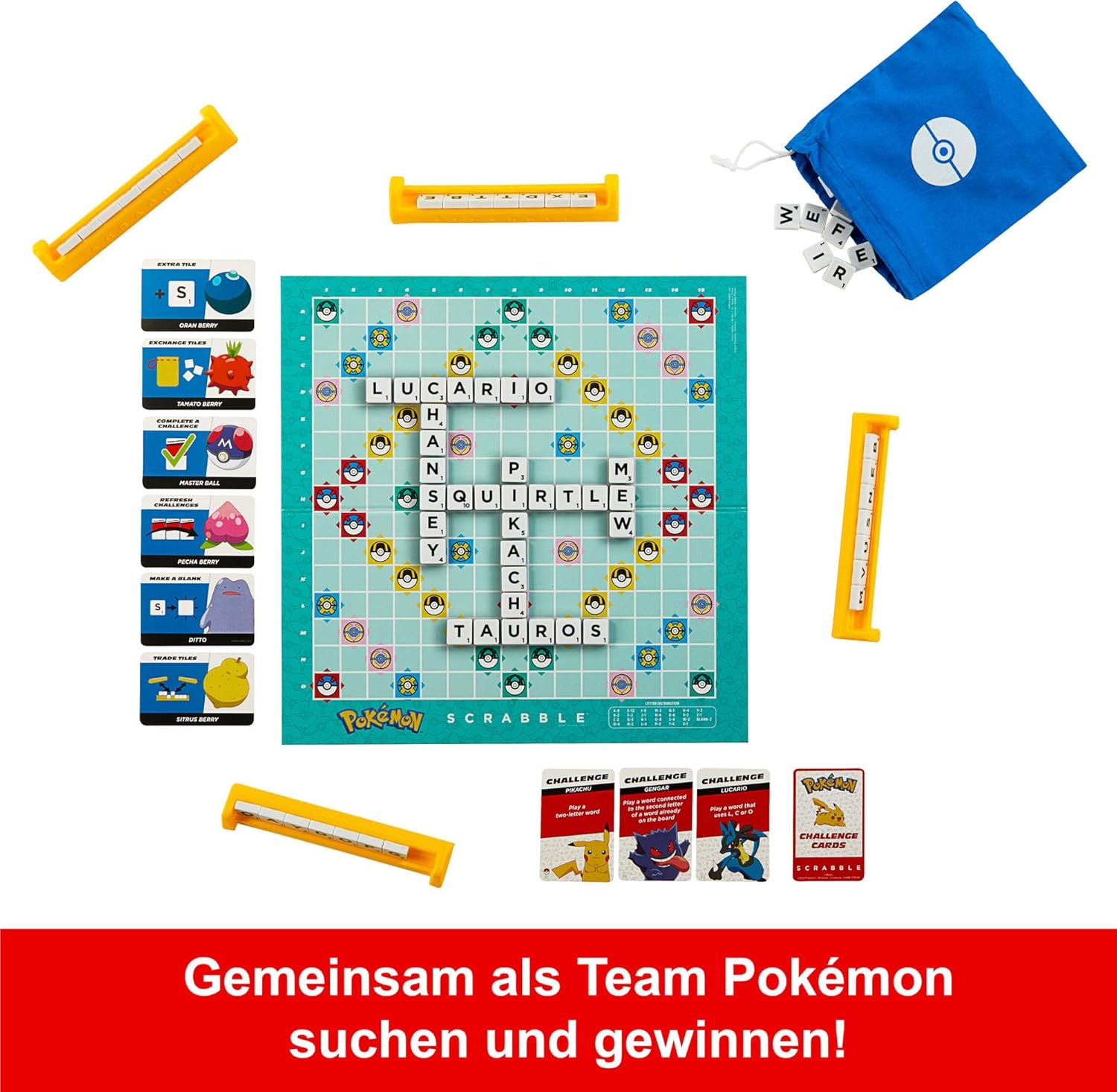 Thumbnail 2 de Mattel Games Scrabble Pokémon-Brettspiel (HXT28) – Zwei Spielmöglichkeiten, deutsche Version