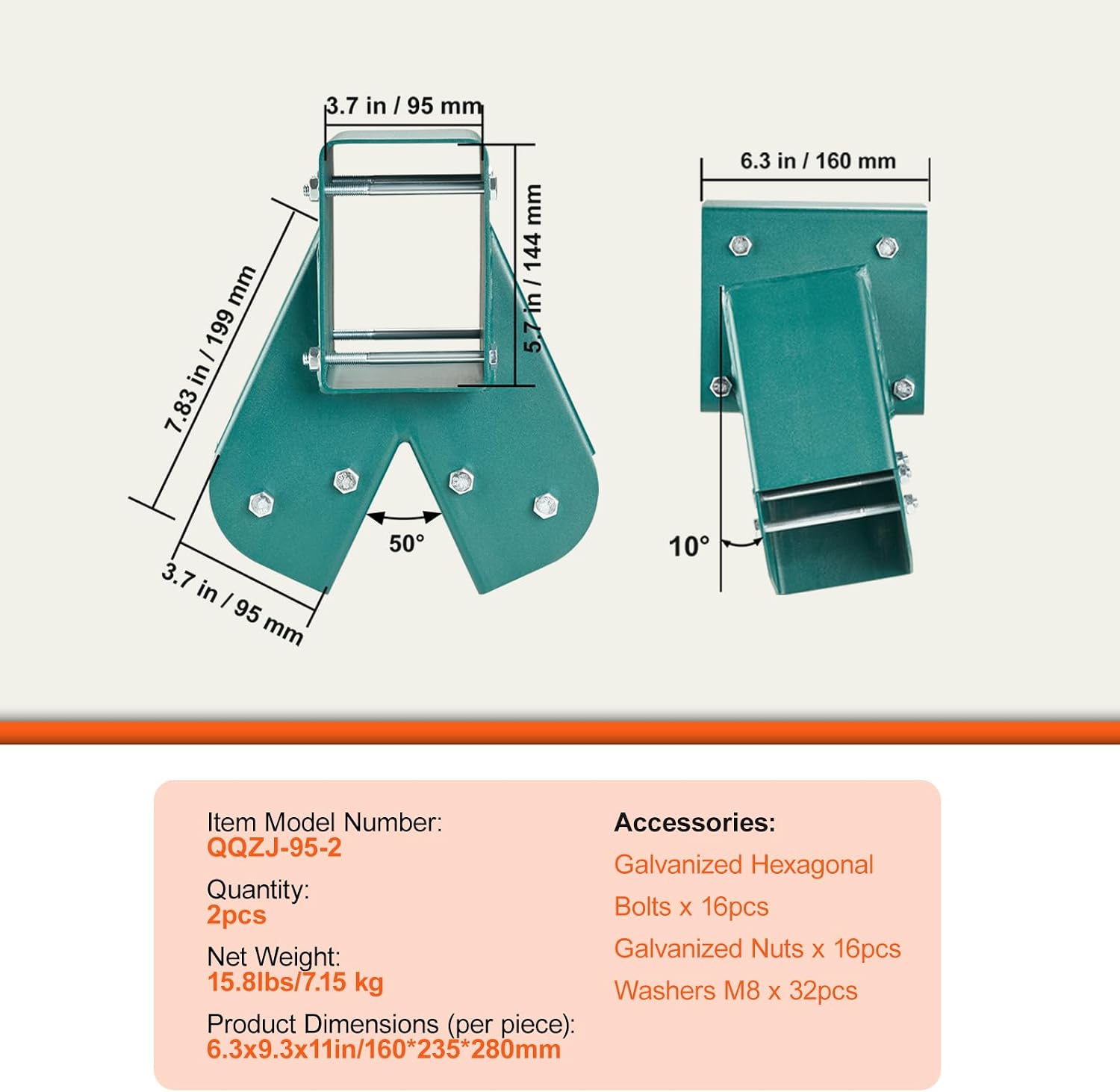 Thumbnail 6 de VEVOR A-Frame Swing Brackets 2 pc
